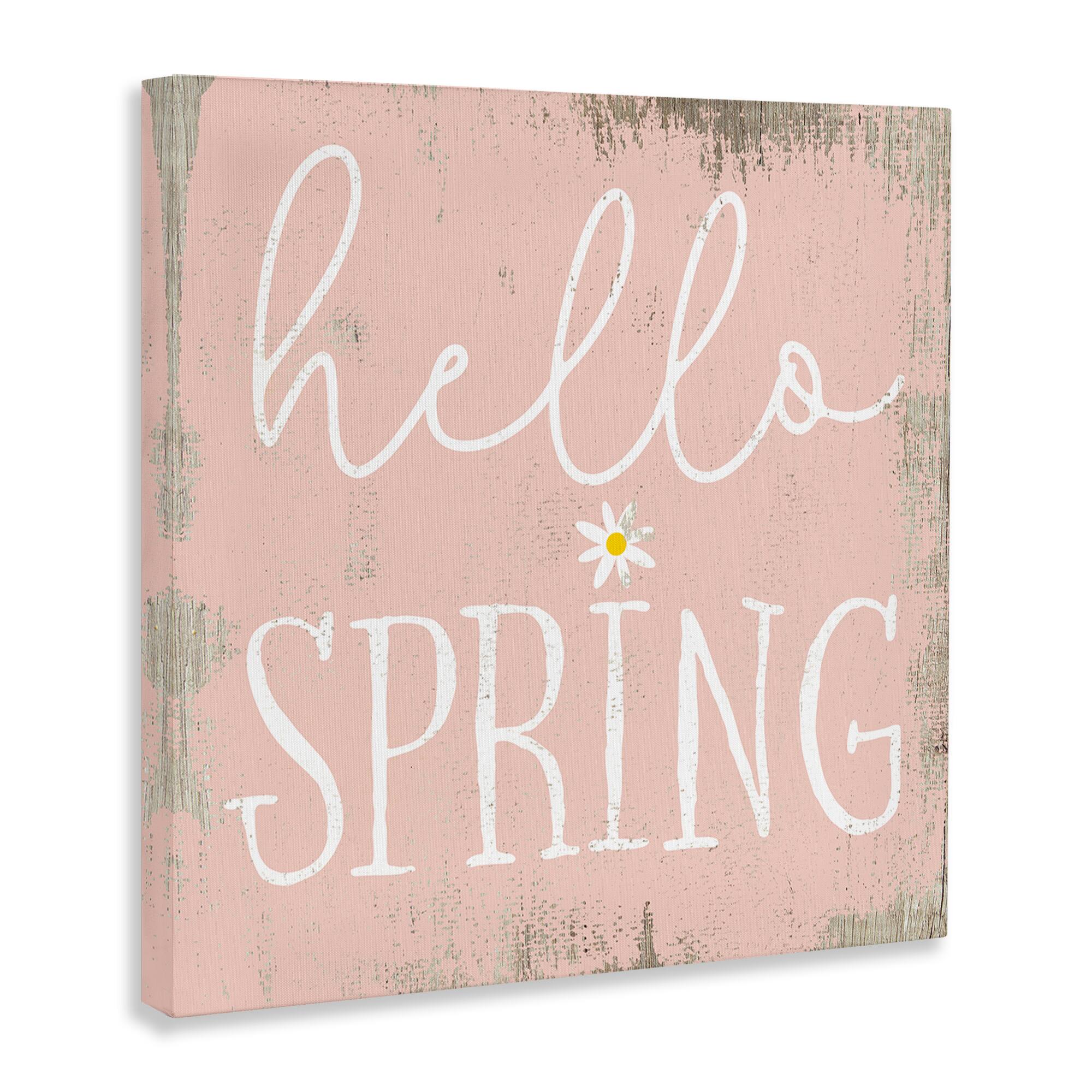 Stupell Industries Rustic Hello Spring Canvas Wall Art