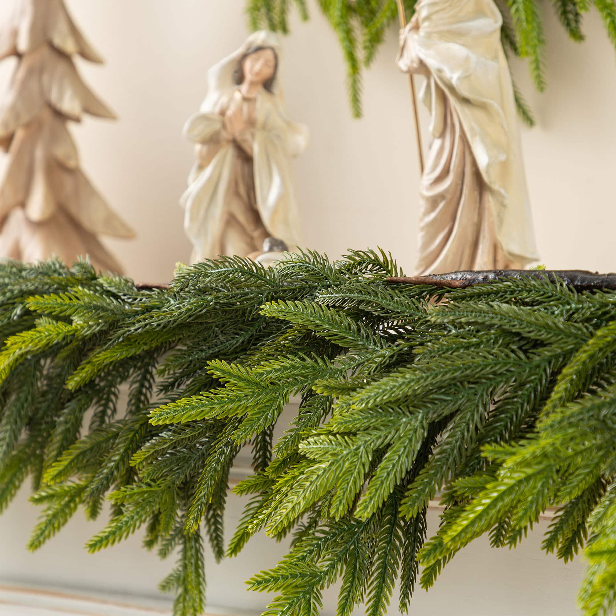 Glitzhome® 9ft. Christmas Greenery PE Dripping Garland, Set of 2