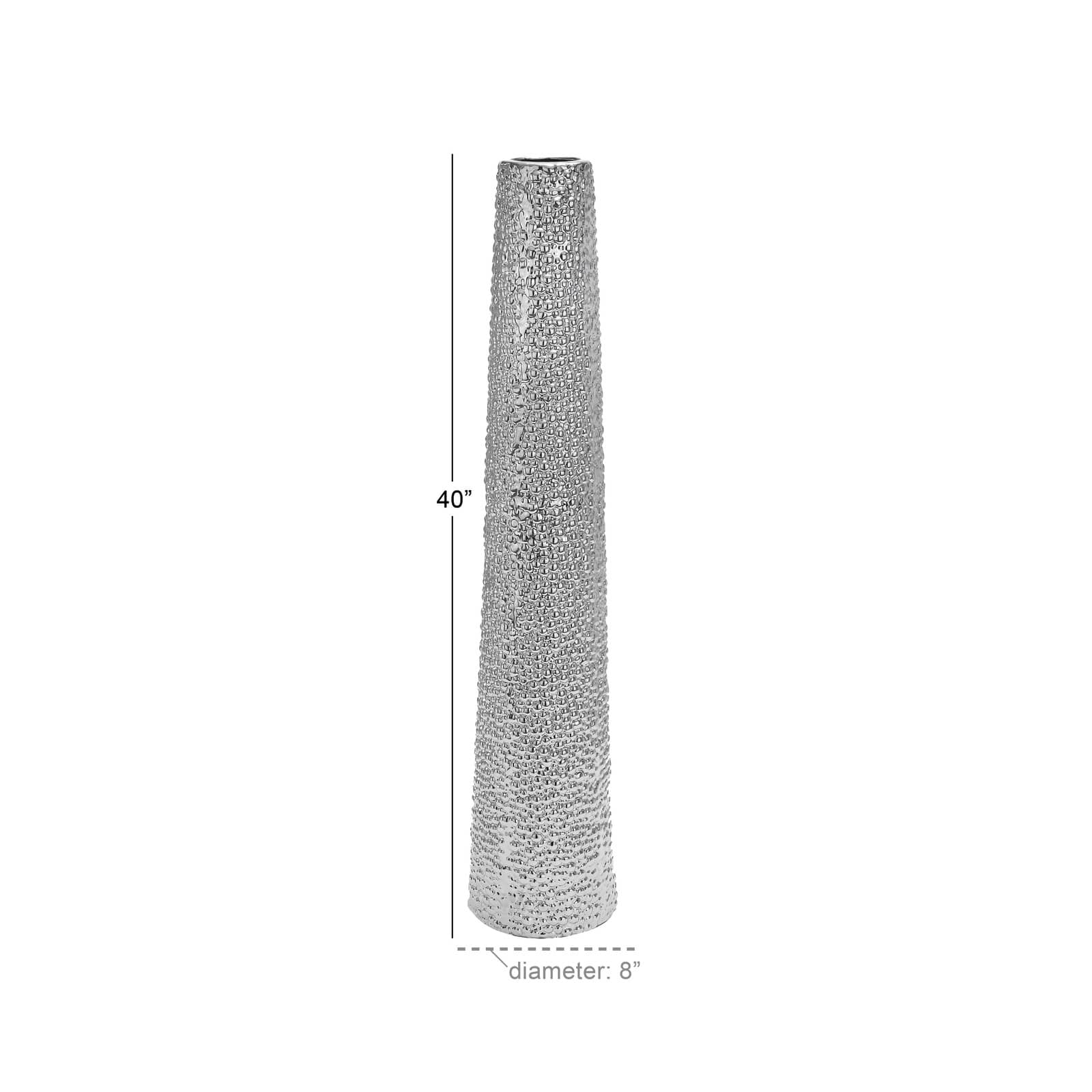 Silver Ceramic Glam Vase, 40" x 8" x 8"