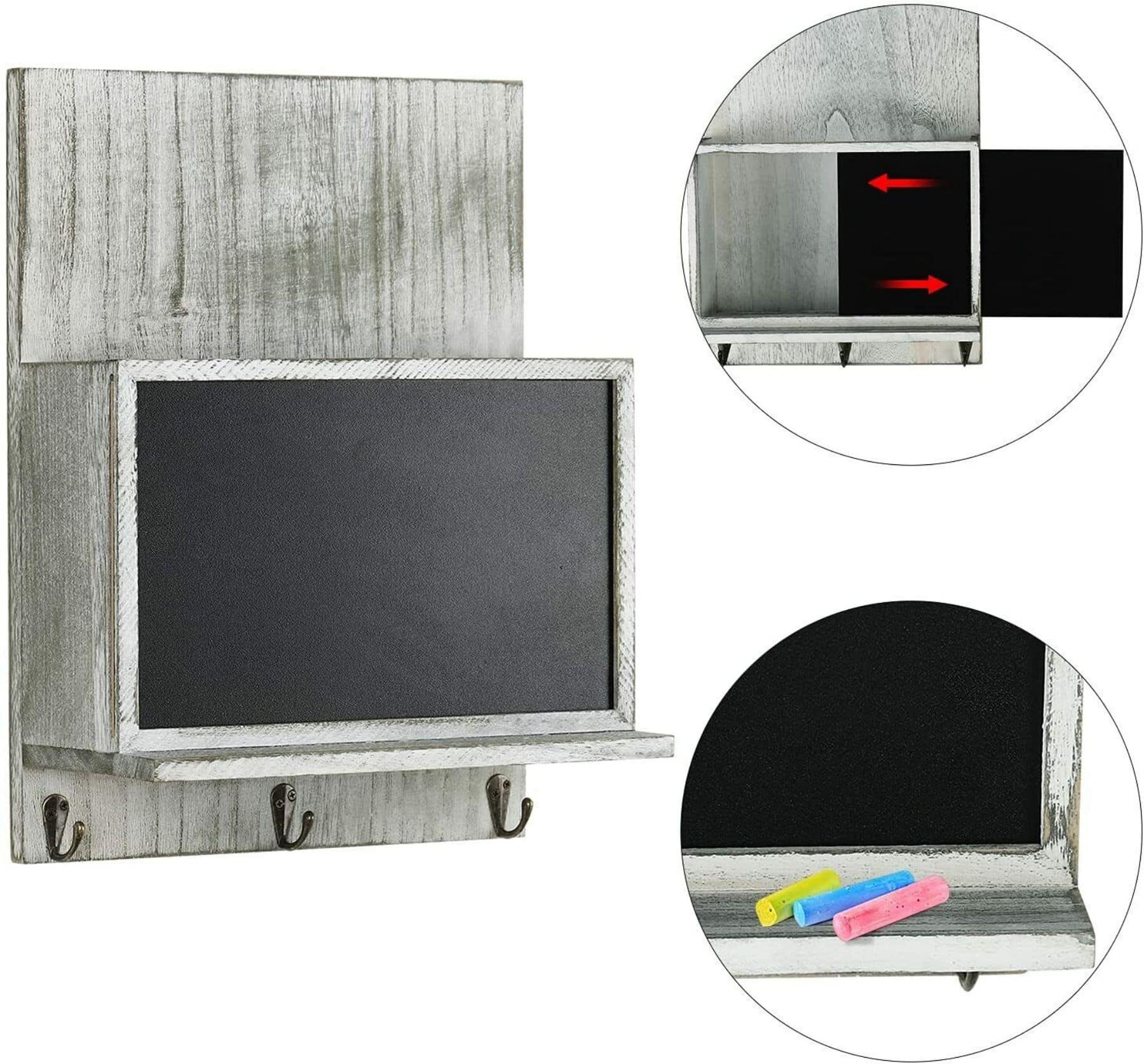 NEX™ 16" Olive Green Wall-Mounted Key & Mail Holder with Chalkboard