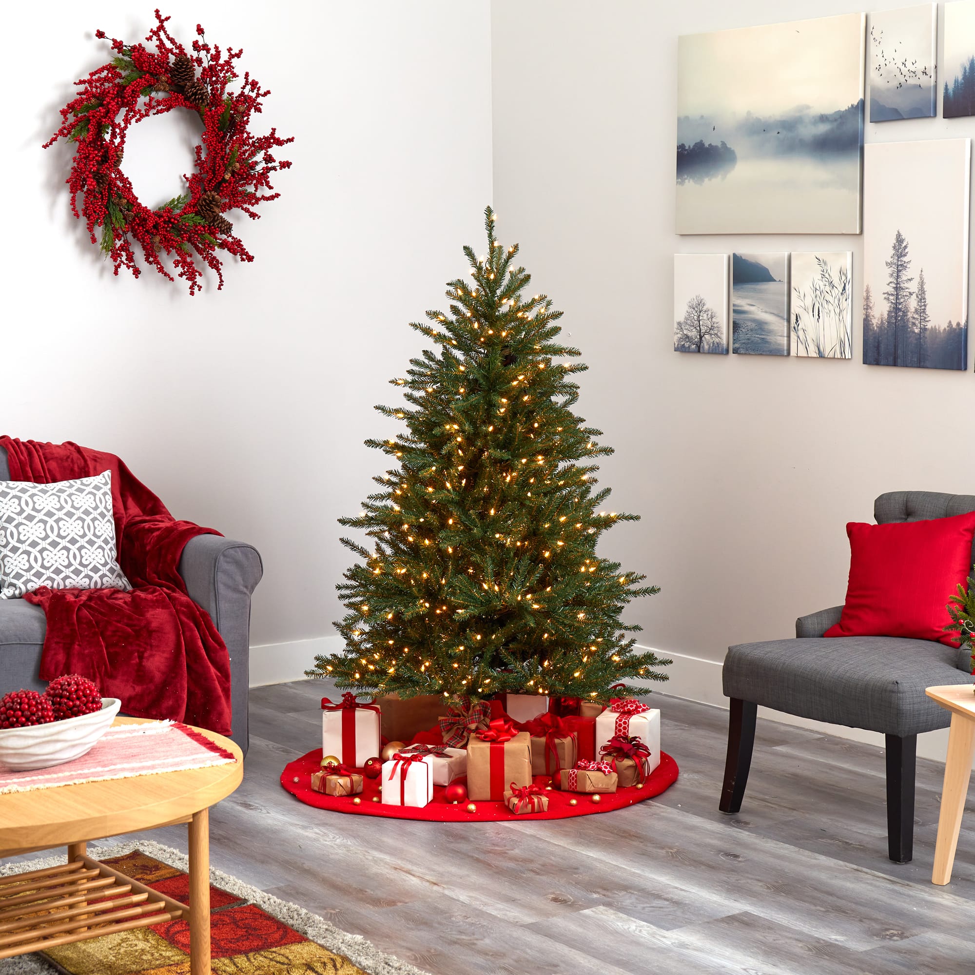 5ft. Pre-Lit Napa Valley Fir Artificial Christmas Tree, Clear LED Lights