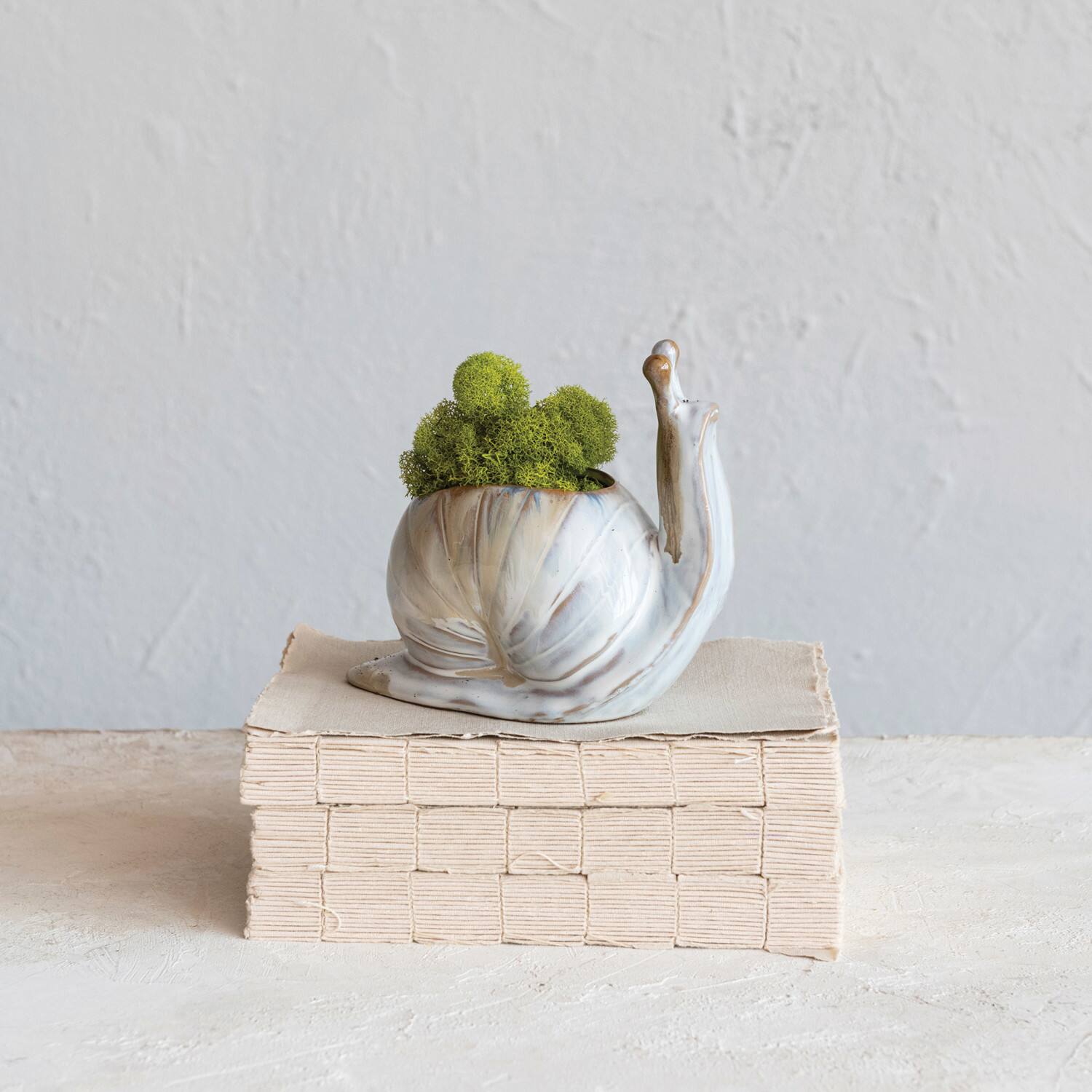 Hello Honey® 7" Multicolor Reactive Glaze Stoneware Snail Vase Planter