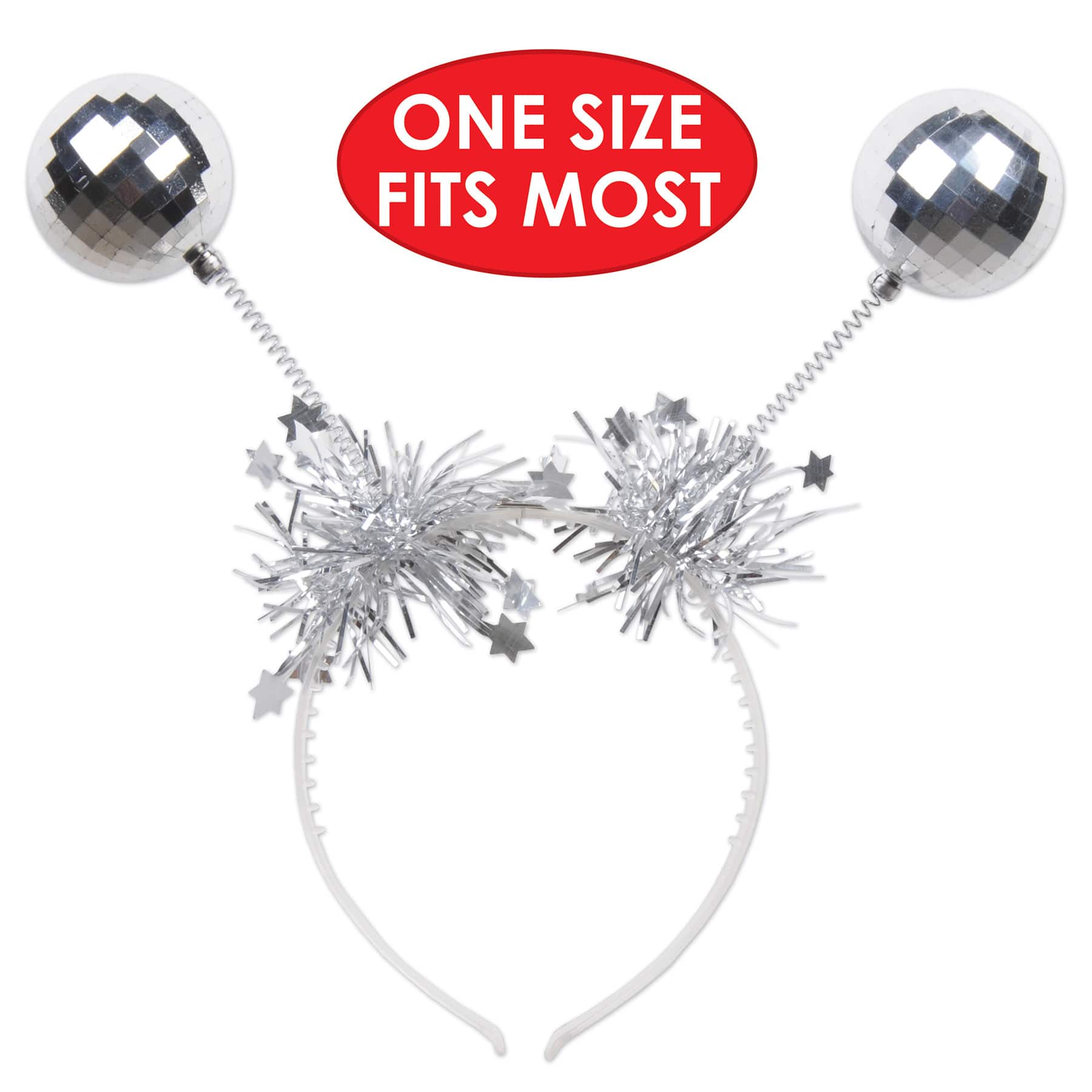 Beistle Silver Ball Boppers Headbands, 2ct.