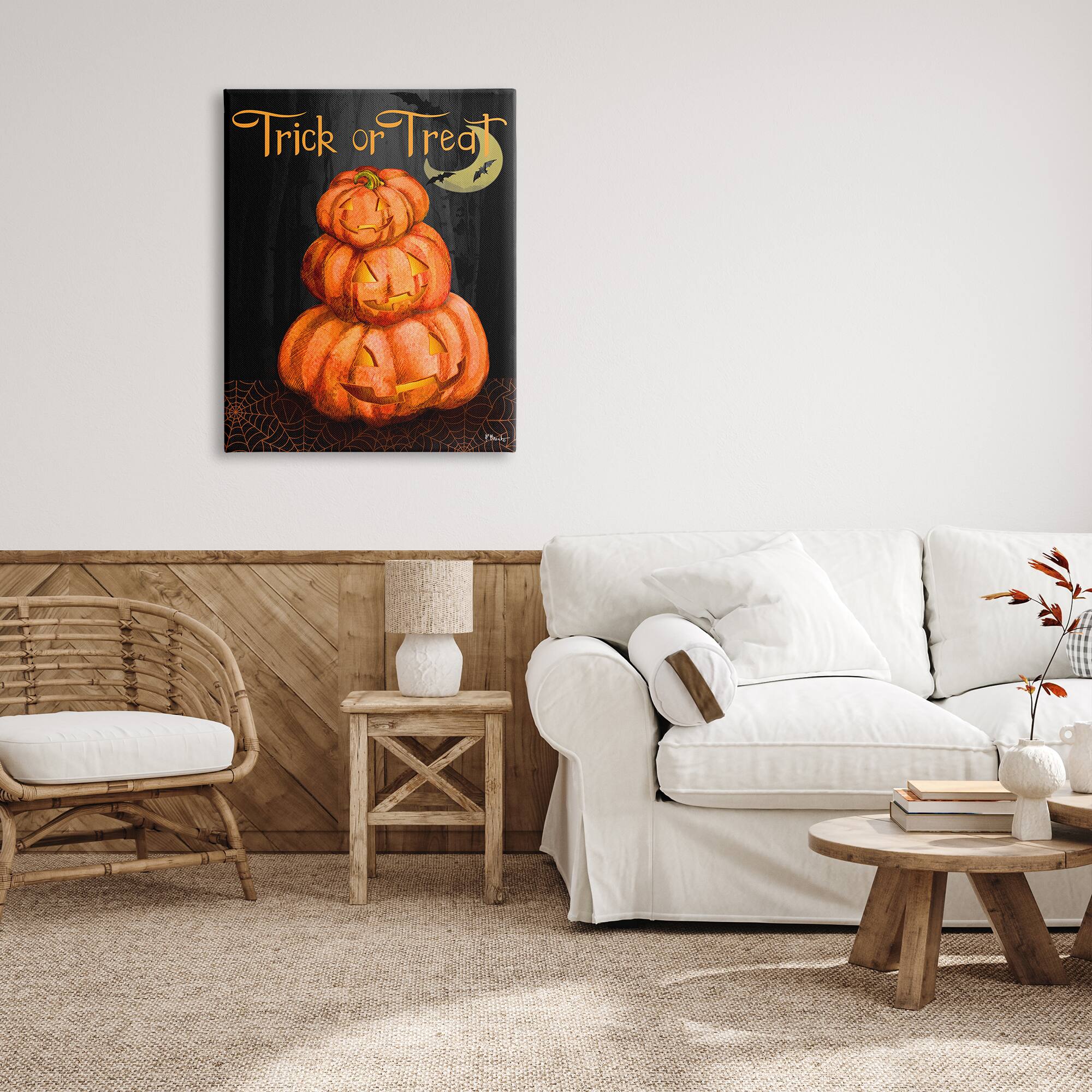 Stupell Industries Trick Or Treat Halloween Jack-o-Lantern Canvas Wall Art