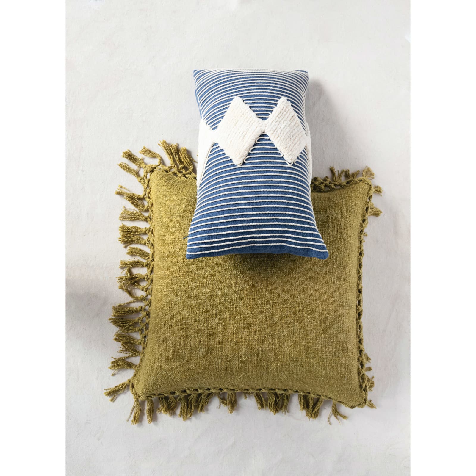 Hello Honey® Marigold Cotton Slub Pillow with Crochet Fringe