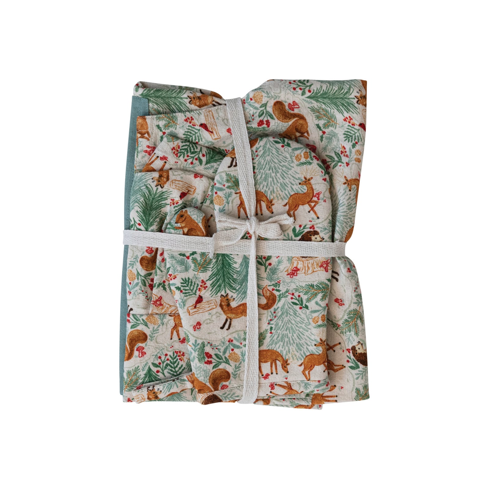Hello Honey® Cotton Child Woodland Flora & Fauna Pattern Apron Set