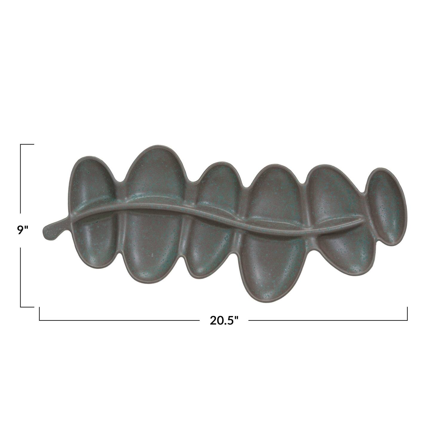 Hello Honey® 20.5" Matte Brown Stoneware Abstract Leaf Shaped Plate