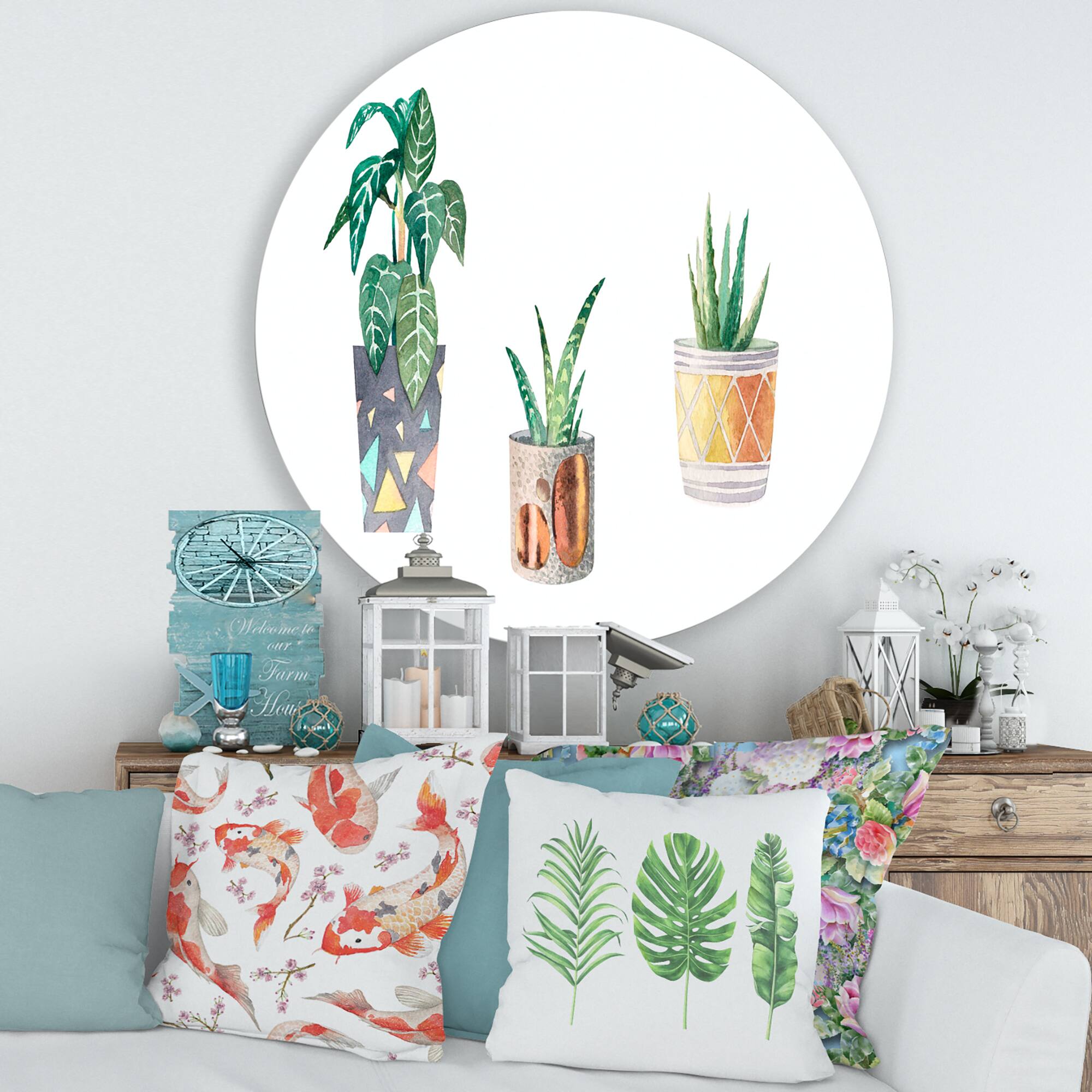 Designart - Three Potted Houseplants
