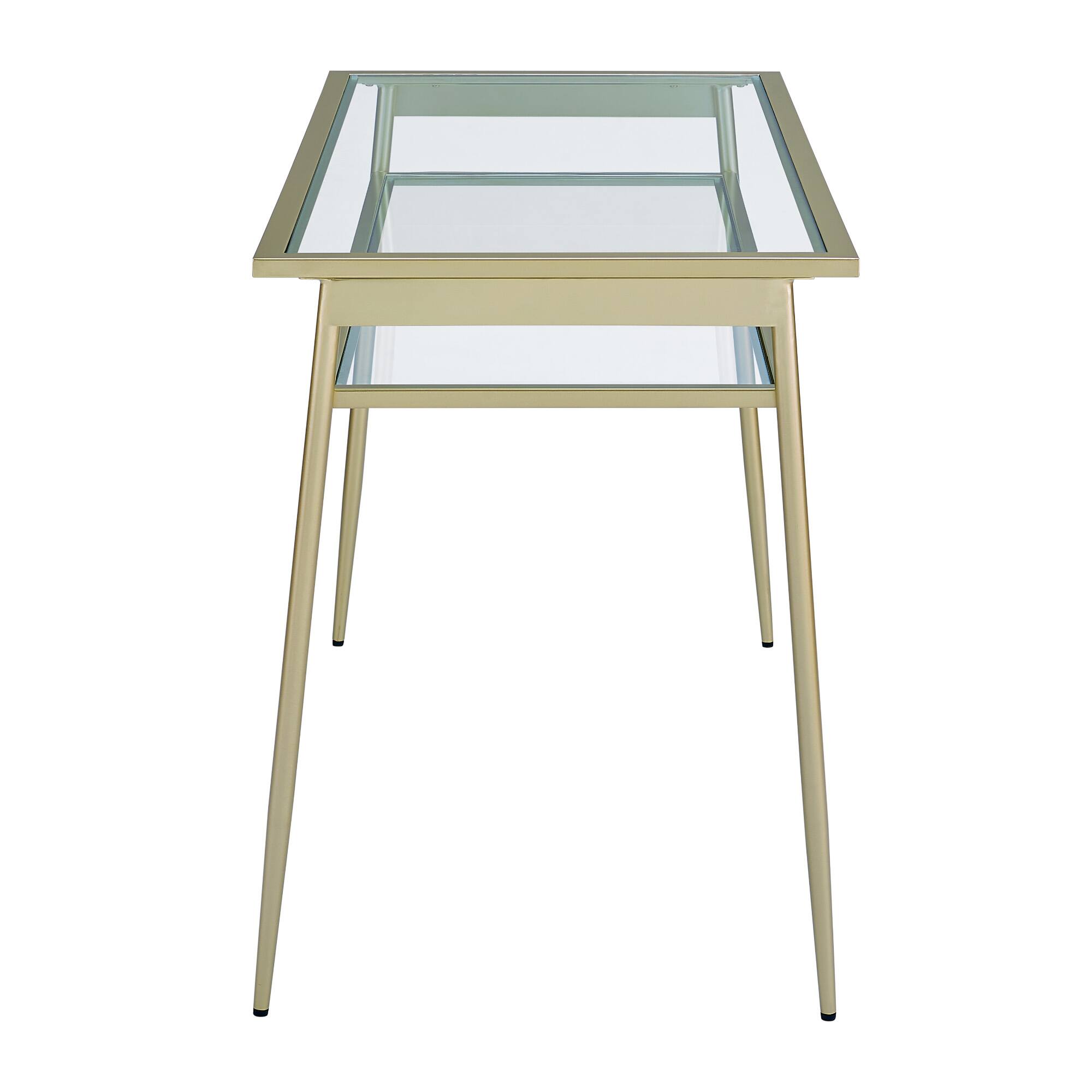 Walker Edison 48" Gold Two Tier Glass & Metal Desk