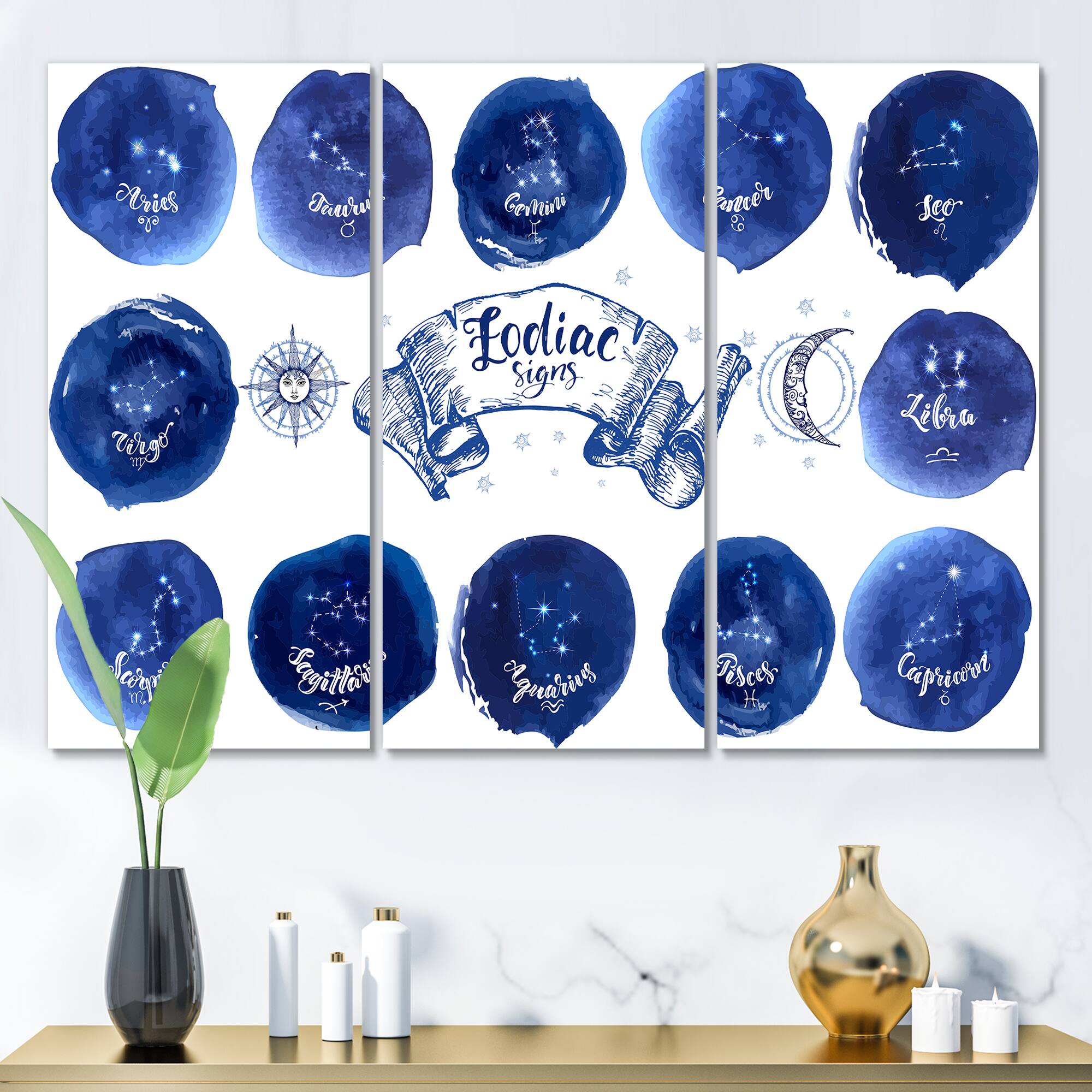 Designart - Collection of Astrology Signs On Blue