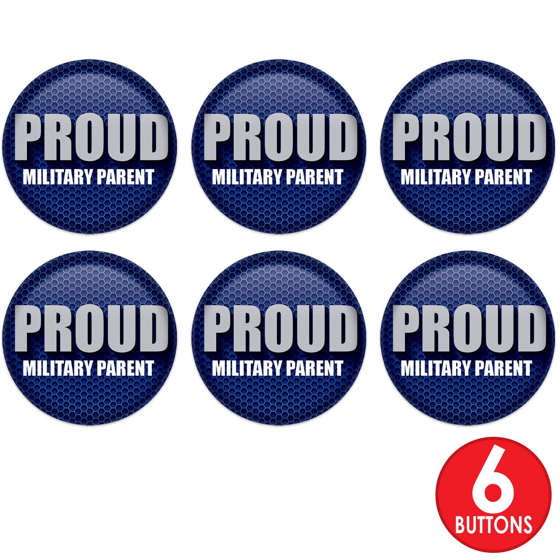 Beistle 2" Blue & Silver Proud Military Parent Buttons, 6ct.