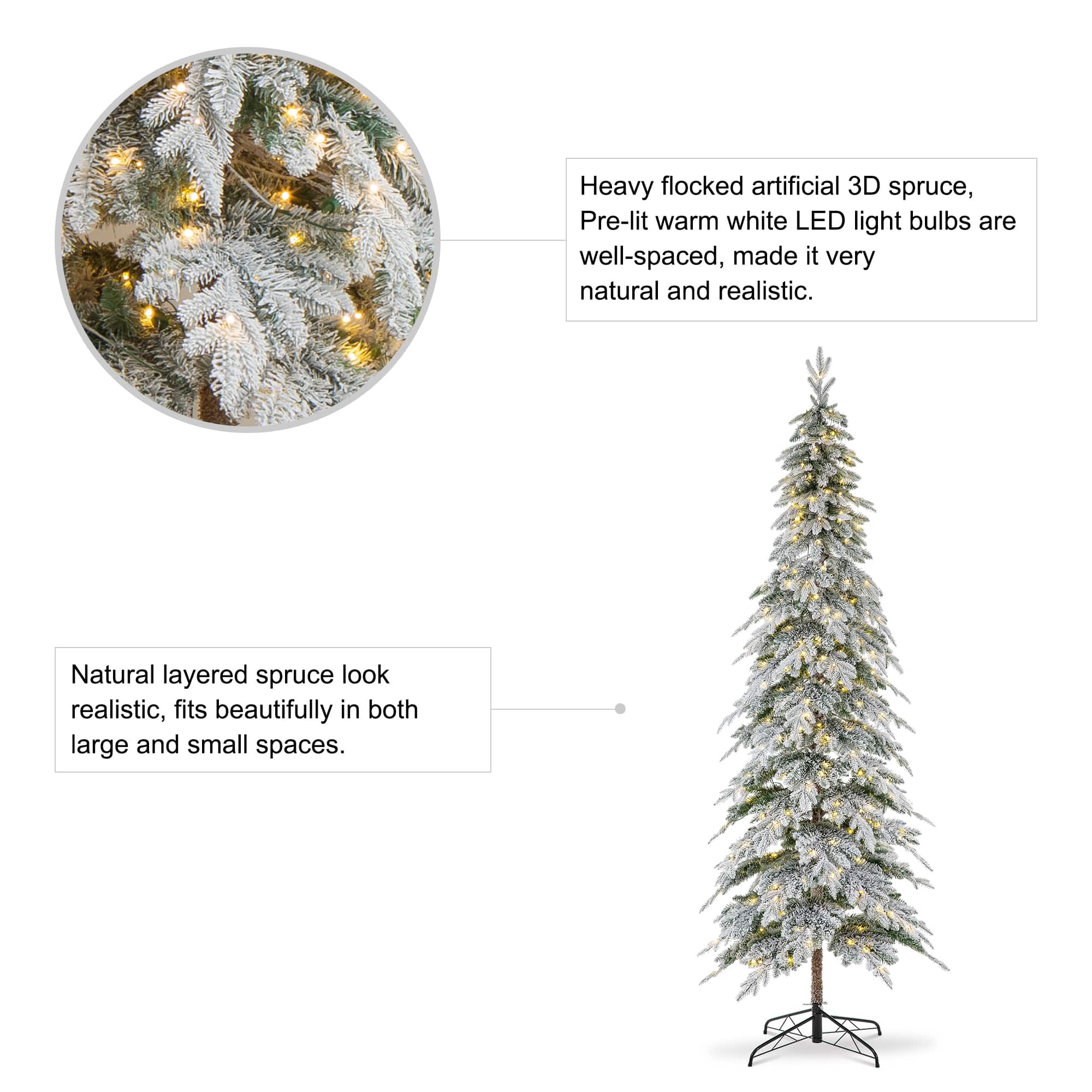 9ft. Pre-Lit Spruce Artificial Christmas Tree, Warrm White LED Lights