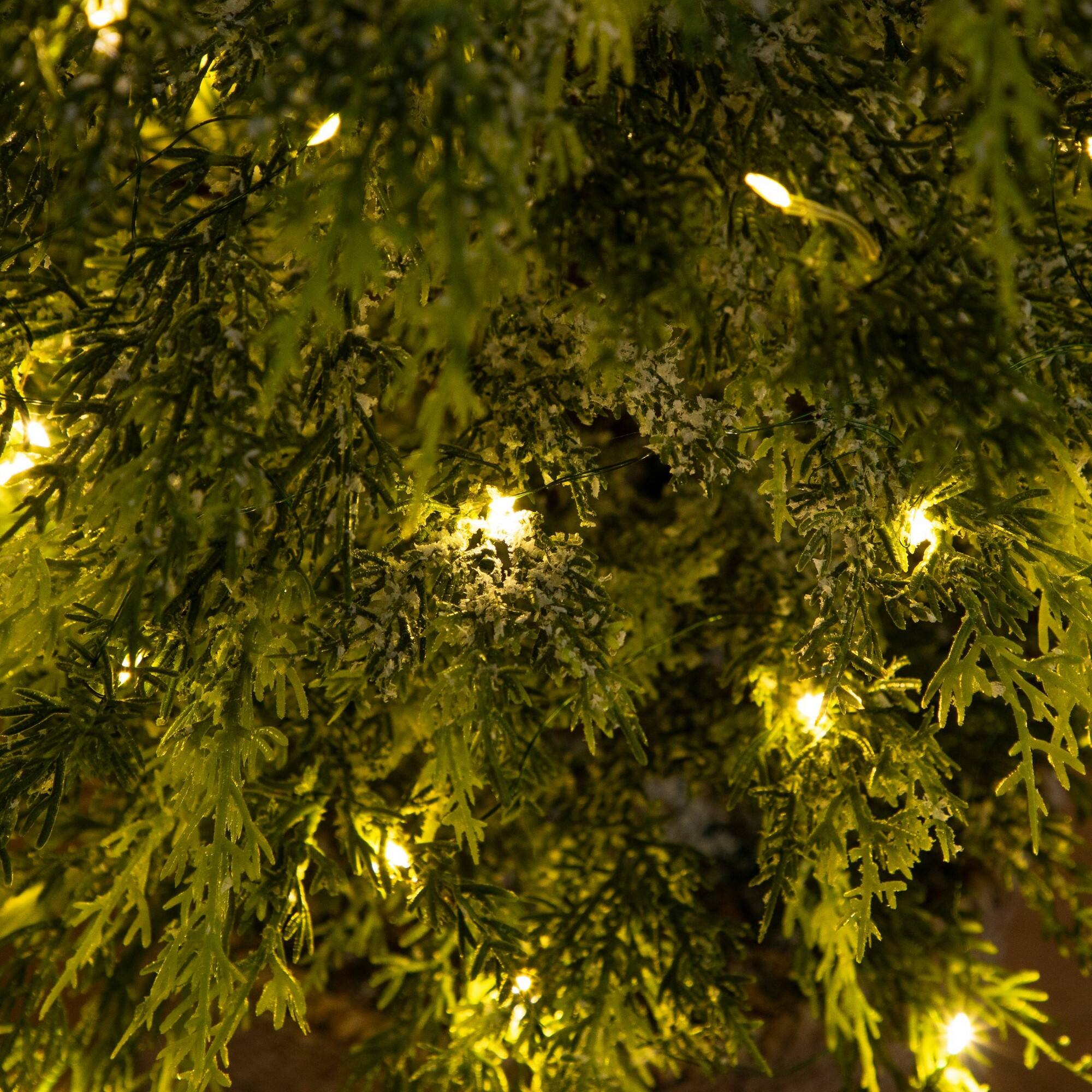Nearly Natural 5ft. Pre-Lit Snowed Cypress Artificial Christmas Tree in Hyacinth Basket, Clear LED Lights