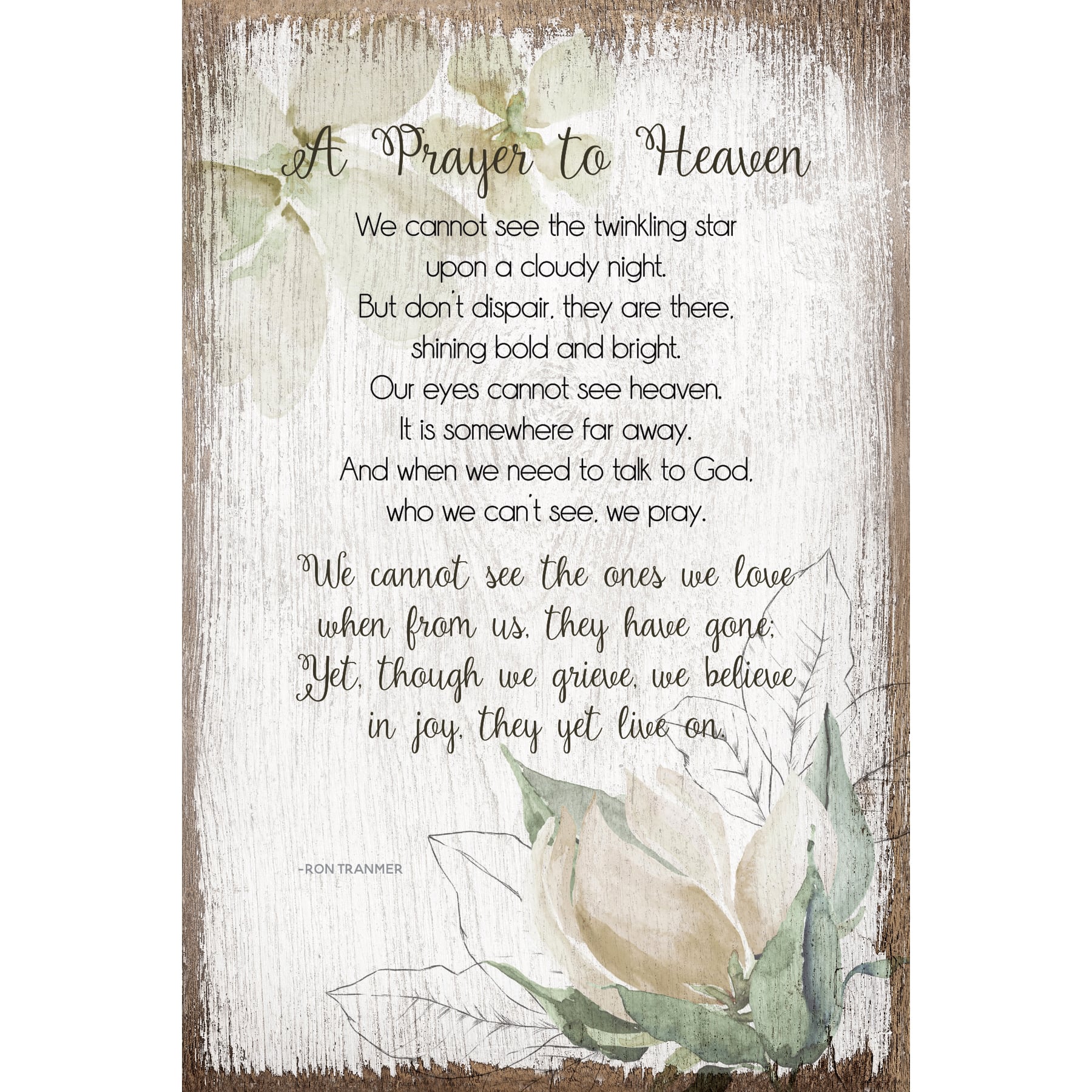 A Prayer To Heaven Inspirational Wood Plaque