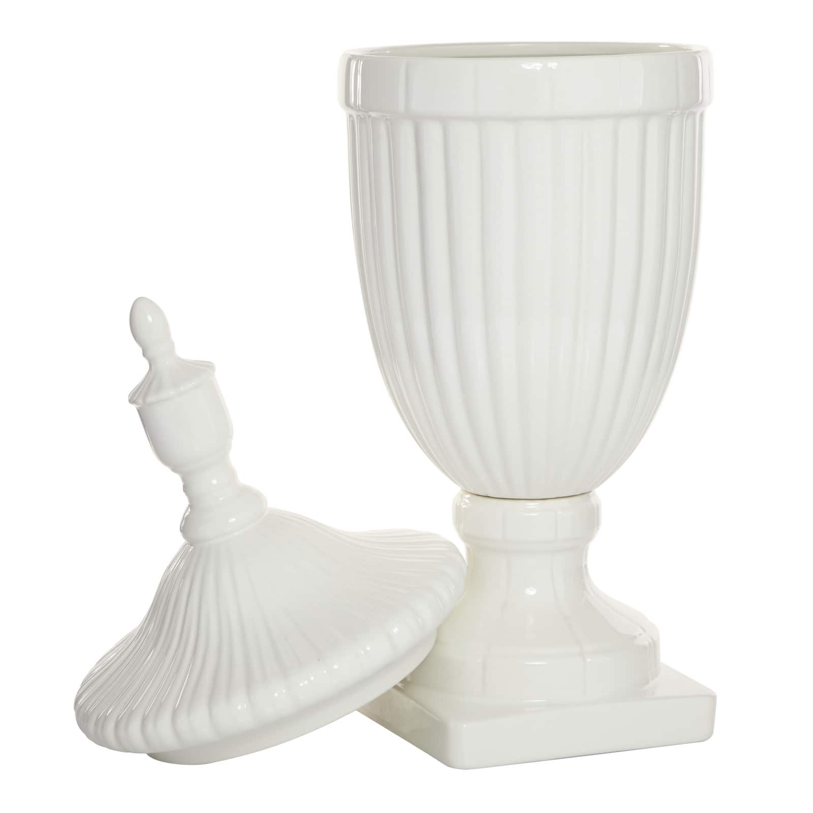 26" White Dolomite Country Decorative Urn