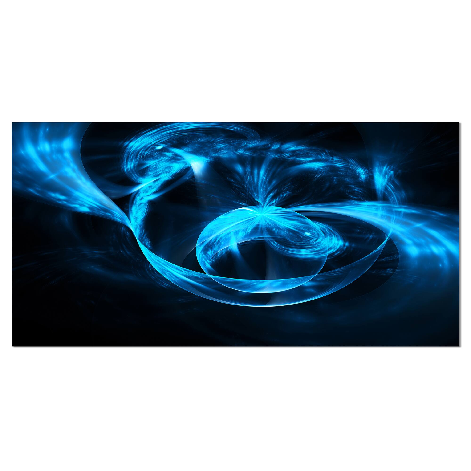Designart - Fractal 3D Circled Blue Waves - Contemporary Canvas Art Print