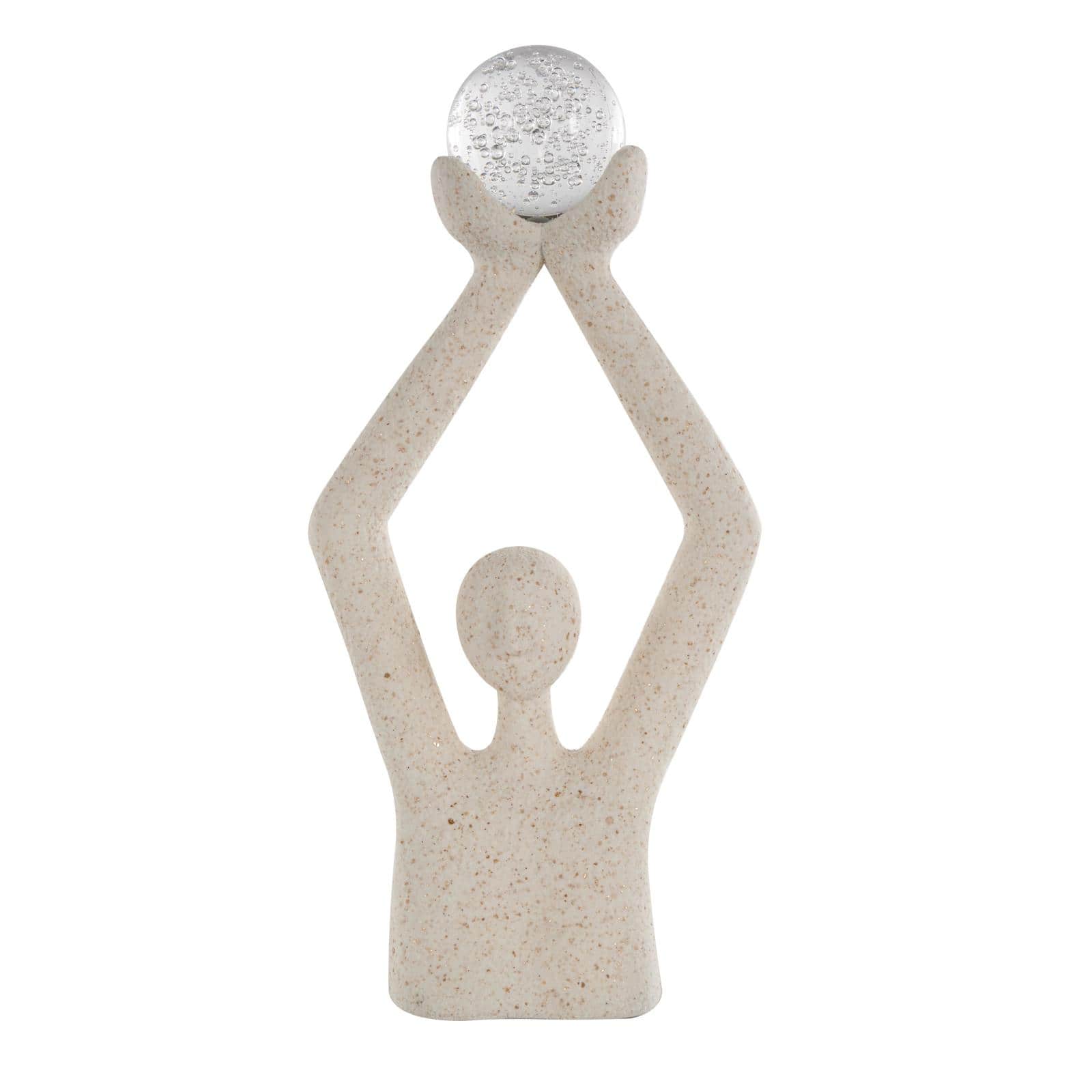 20.75" Cream Polystone People Abstract Textured Sculpture