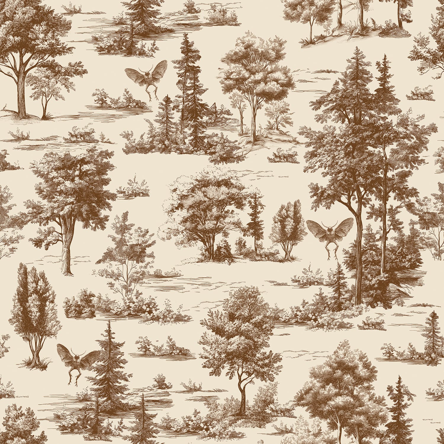 Designs Direct Mothman Novelty Toile Peel & Stick Wallpaper