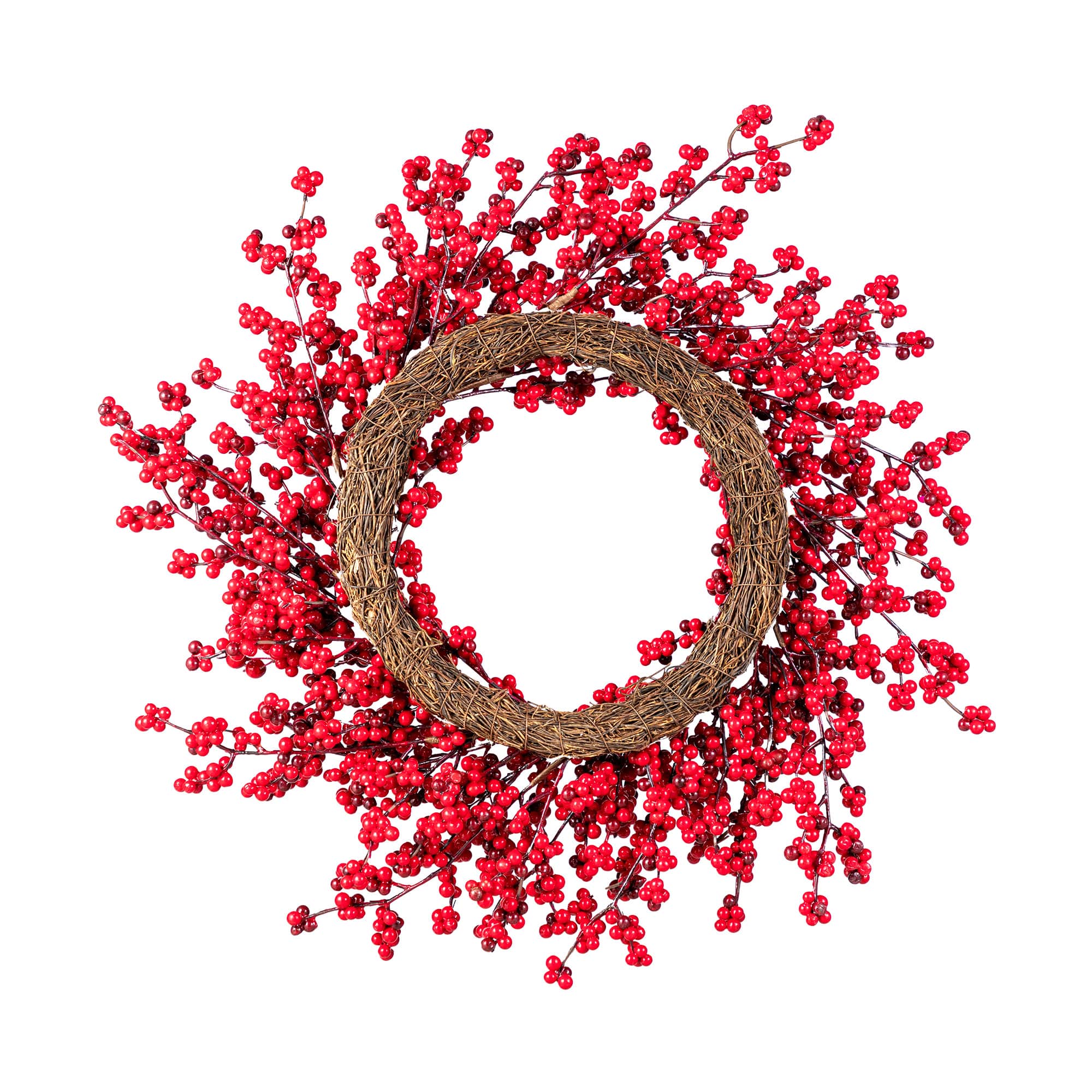 Glitzhome® 25"D Christmas Red Berries Wreath
