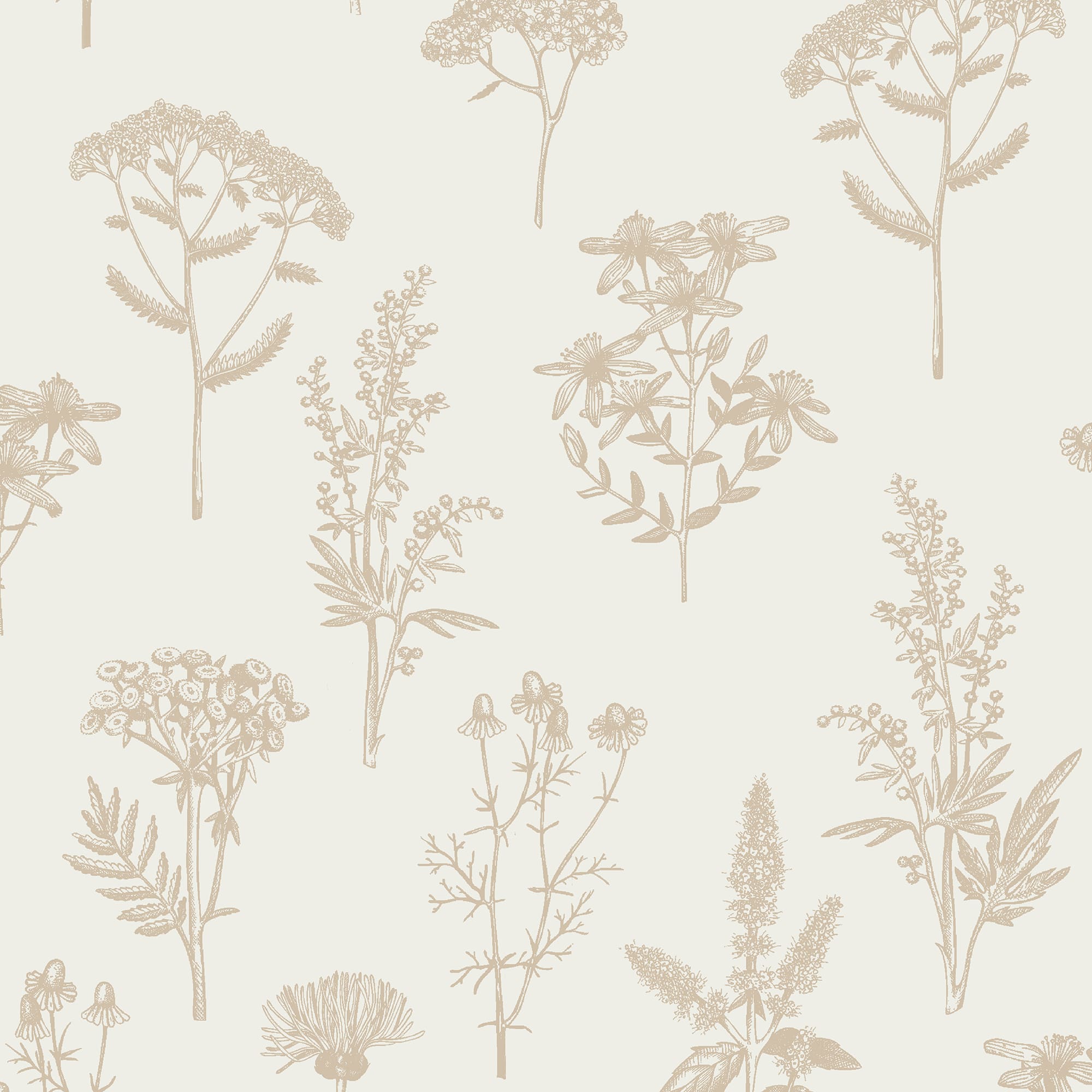 Designs Direct Luminous Botanical Sketch Metallic Wallpaper