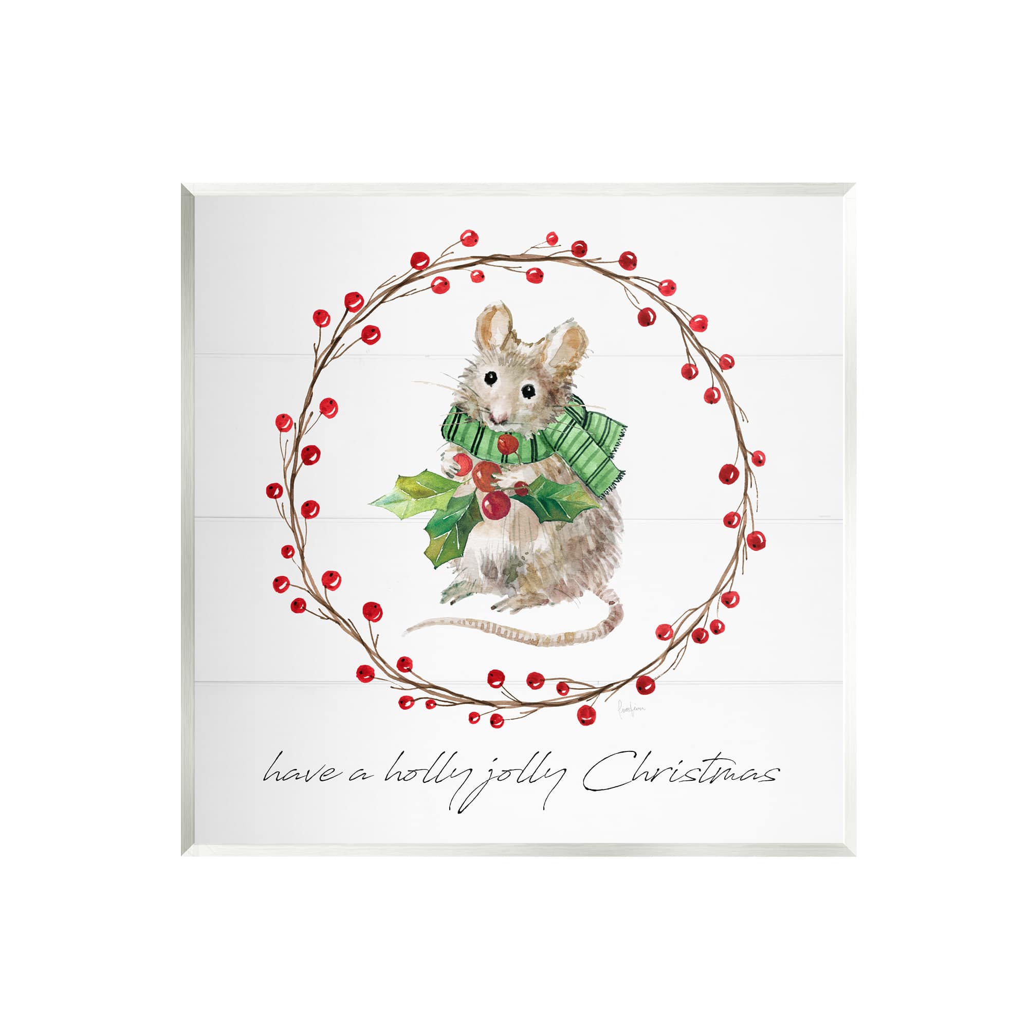 Stupell Industries Holly Jolly Christmas Mouse Wall Plaque Art