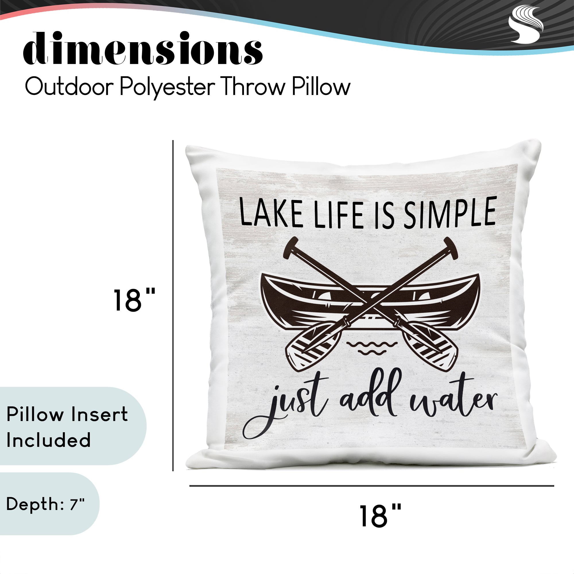 Stupell Industries 18" x 18" Lake Life Is Simple Just Add Water Phrase Printed Outdoor Throw Pillow