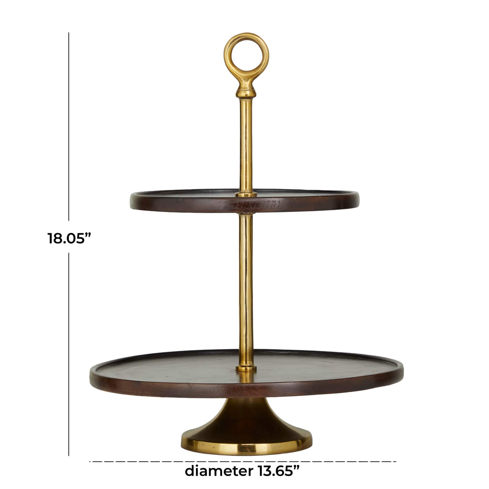 Brown Coastal Tiered Server, 14" x 14" x 18"