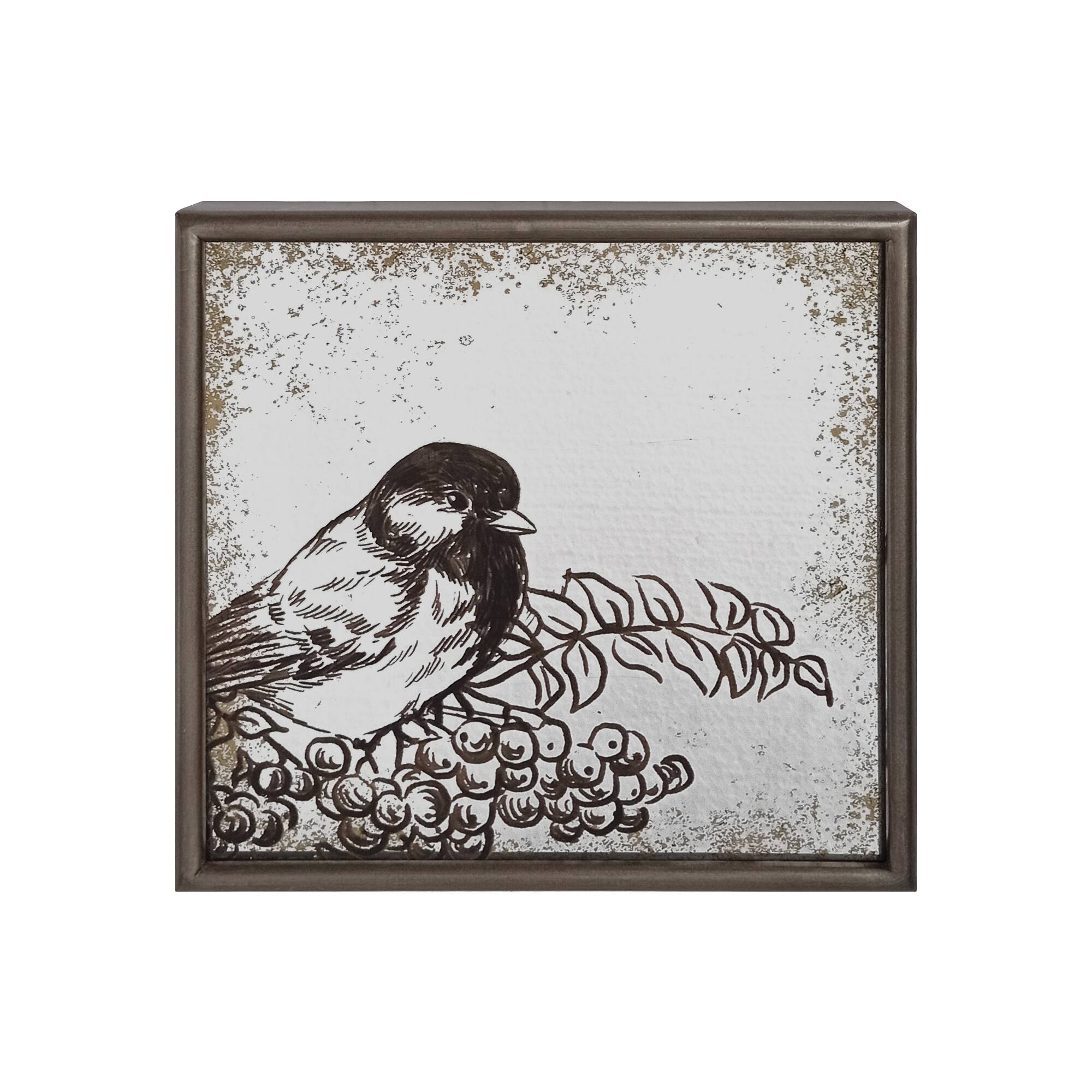 Melrose 8" x 8" Bird Silhouette Mirror Plaques Set