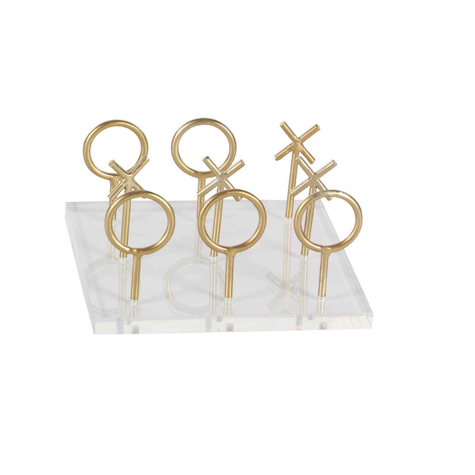 CosmoLiving by Cosmopolitan Gold & White Acrylic Glam Tic-Tac-Toe Game Set