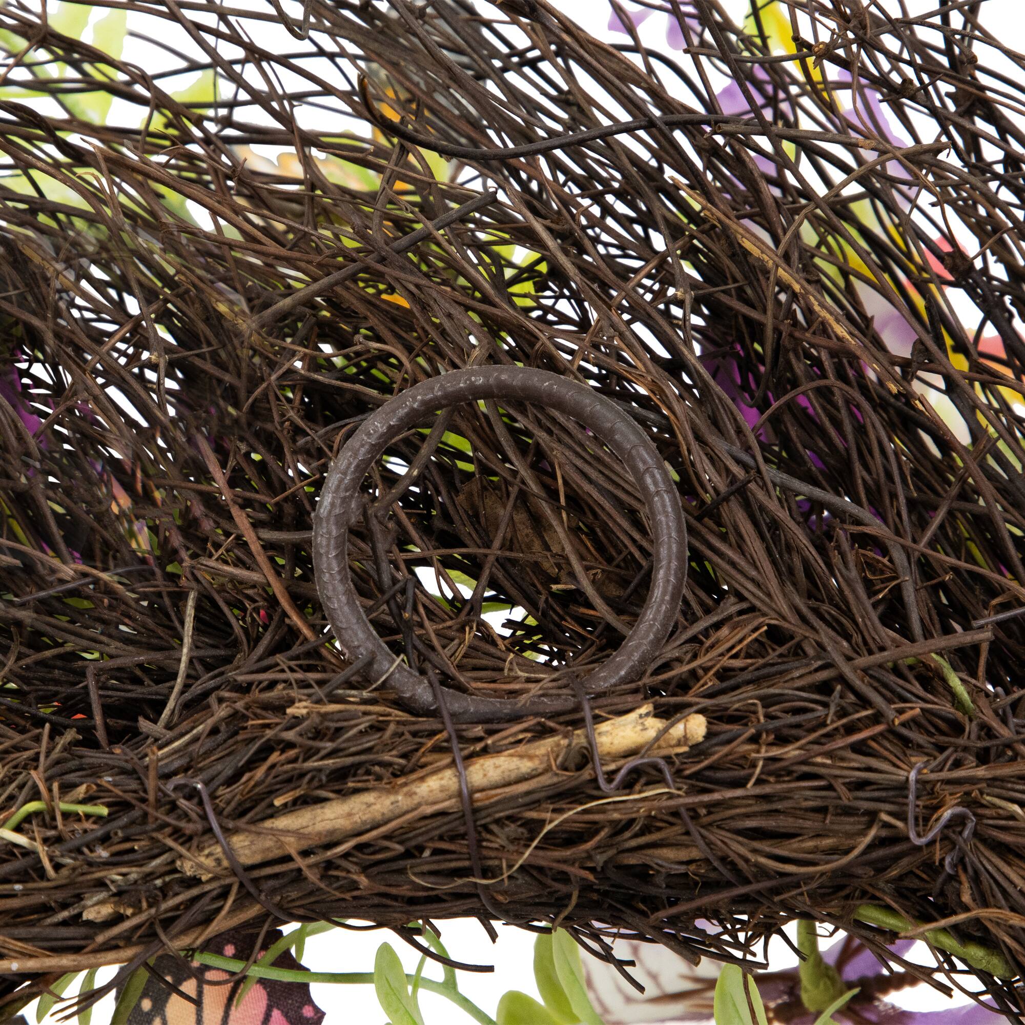 24" Butterfly & Wildflower Floral Twig Spring Wreath