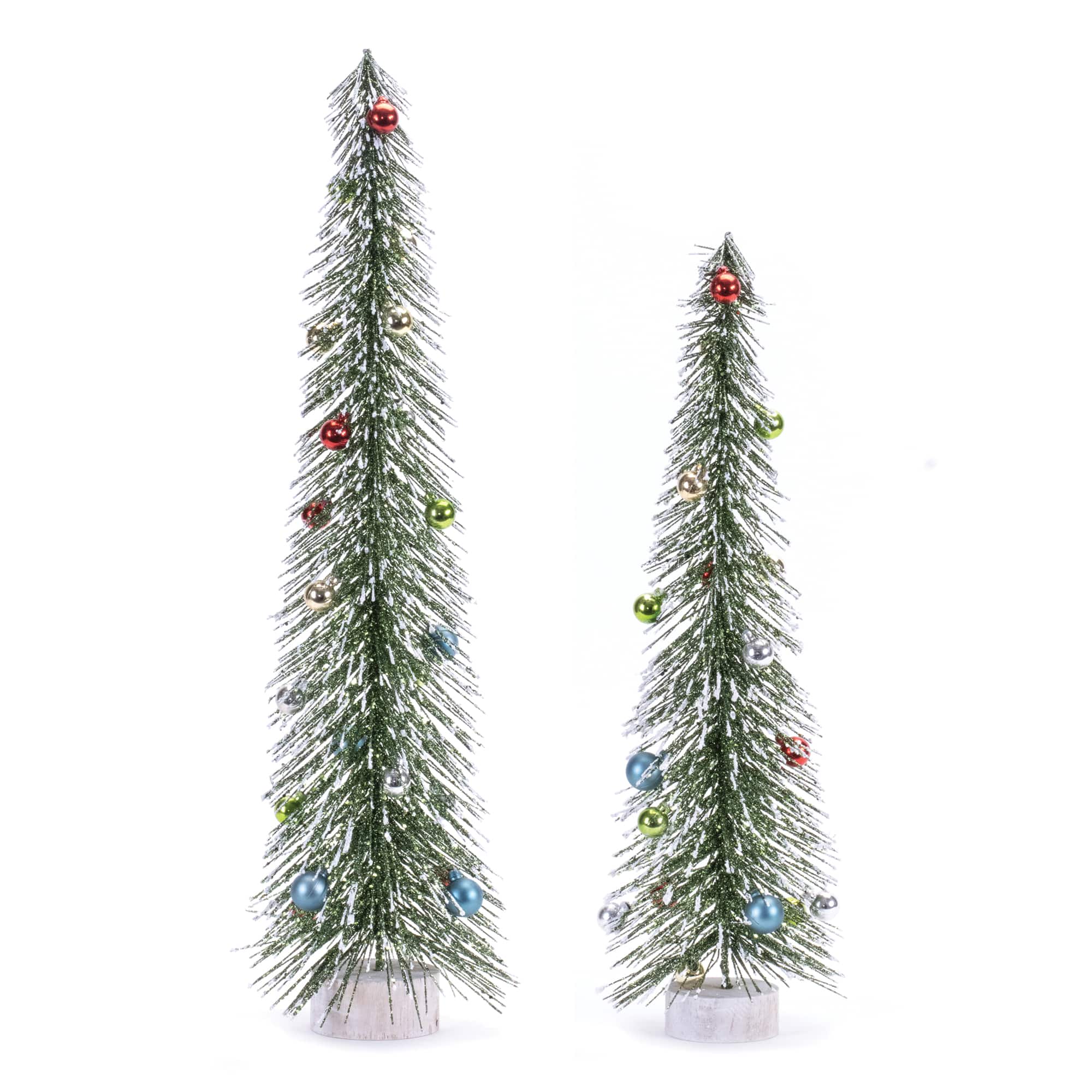 Glittered Bottle Brush Tree with Ornaments 2ct.