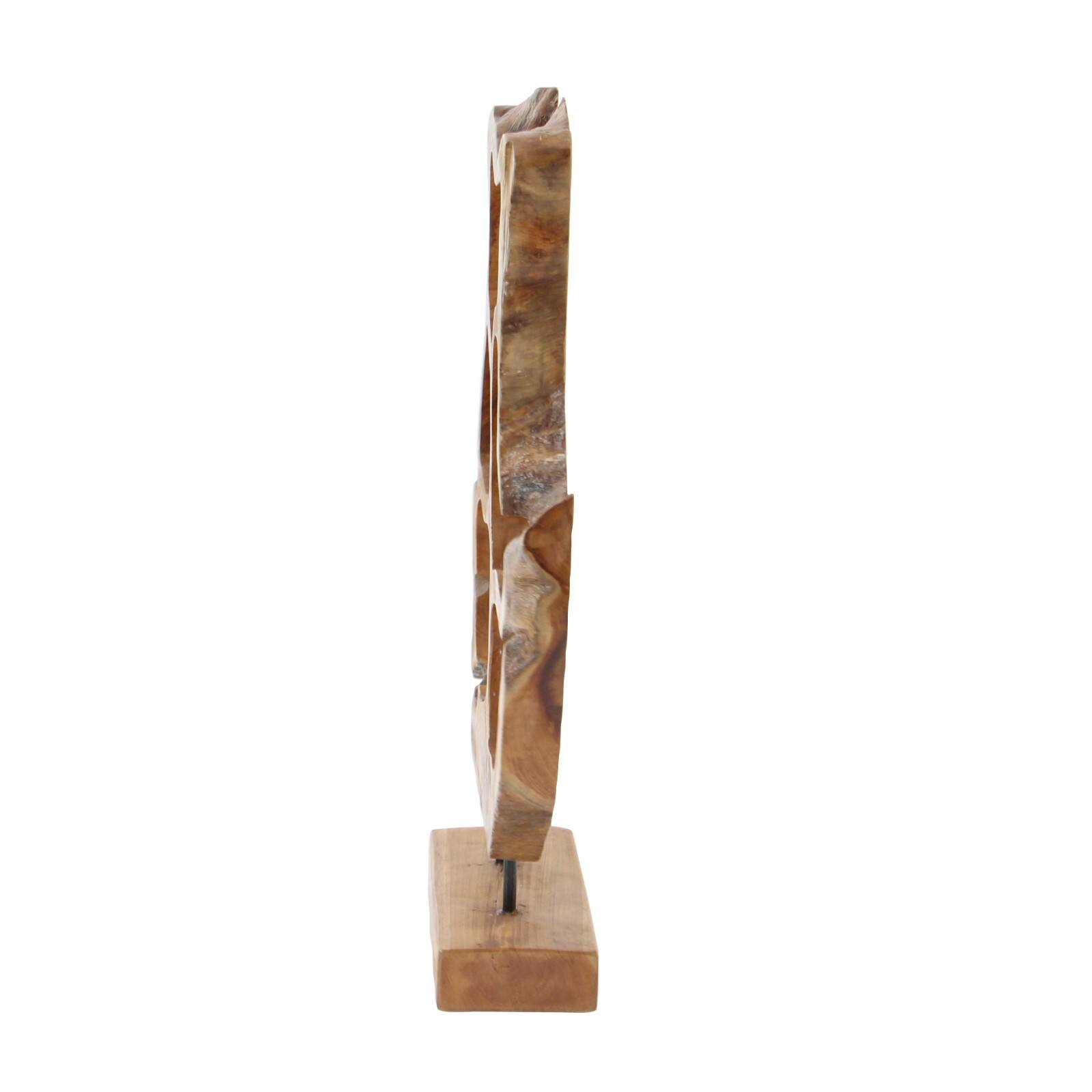 25" Brown Teak Wood Contemporary Sculpture