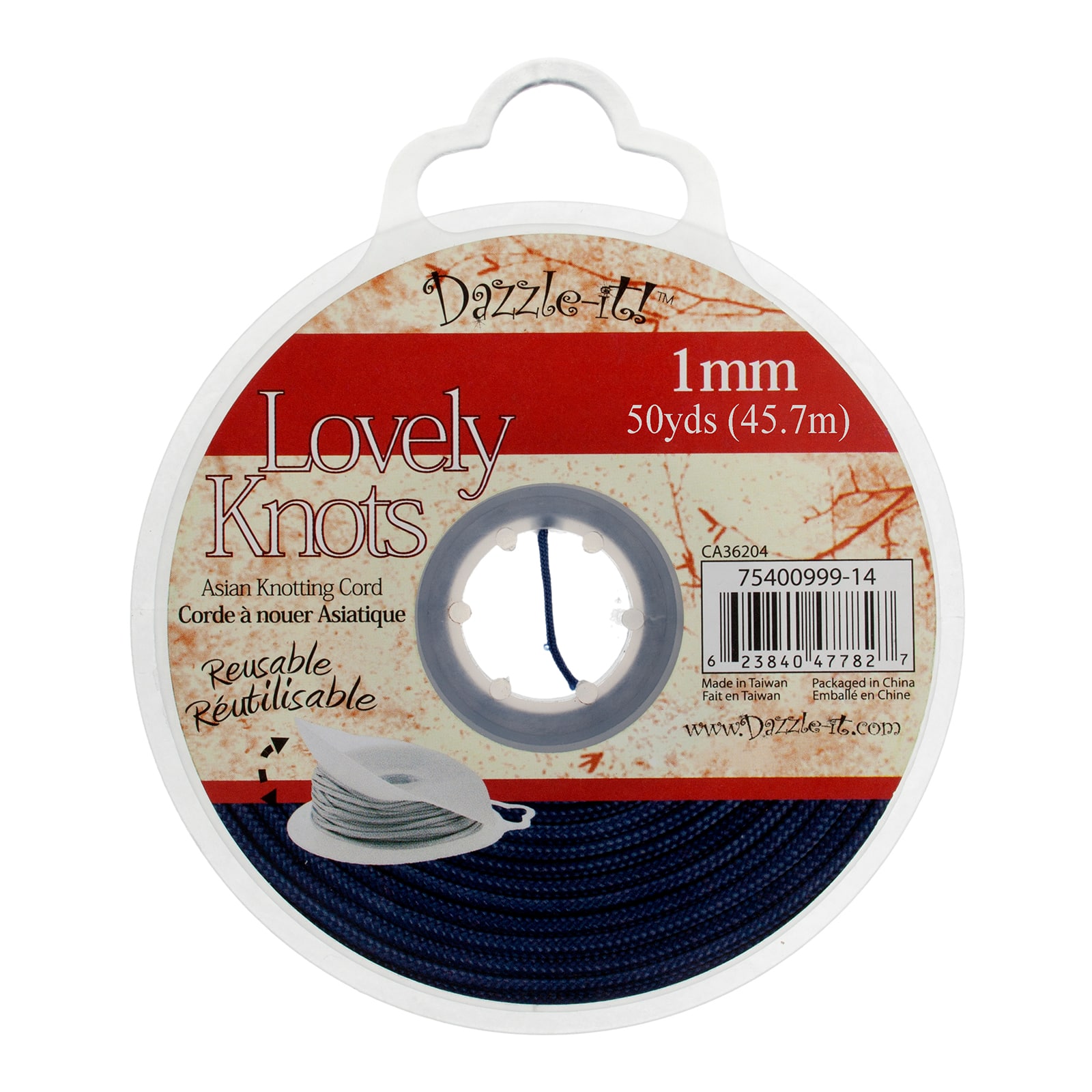 John Bead Lovely Knots 1mm Asian Knotting Cord with Bobbin, 50yd.