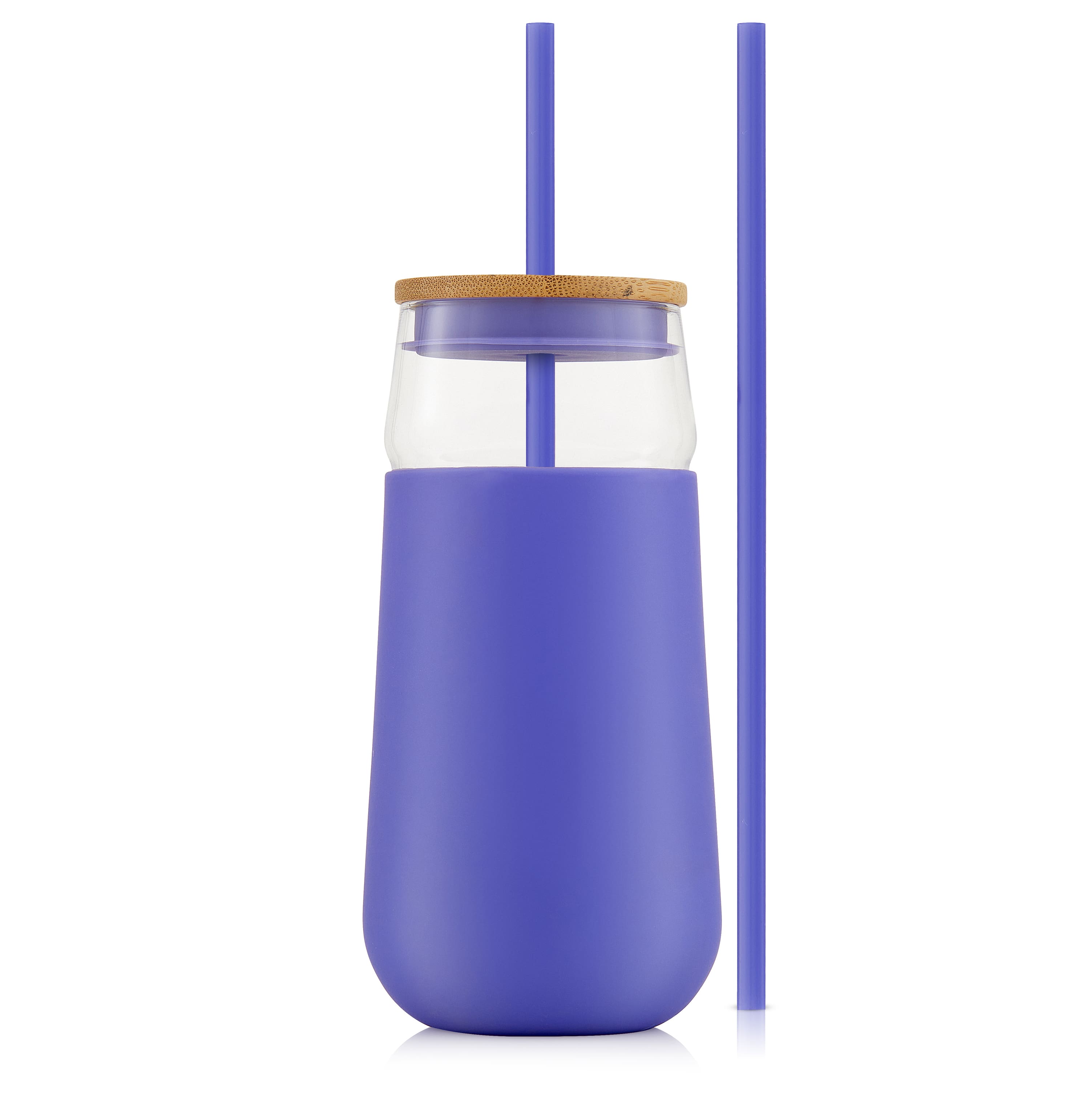 JoyJolt® 20oz. Glass Tumbler with Straws & Silicone Sleeve