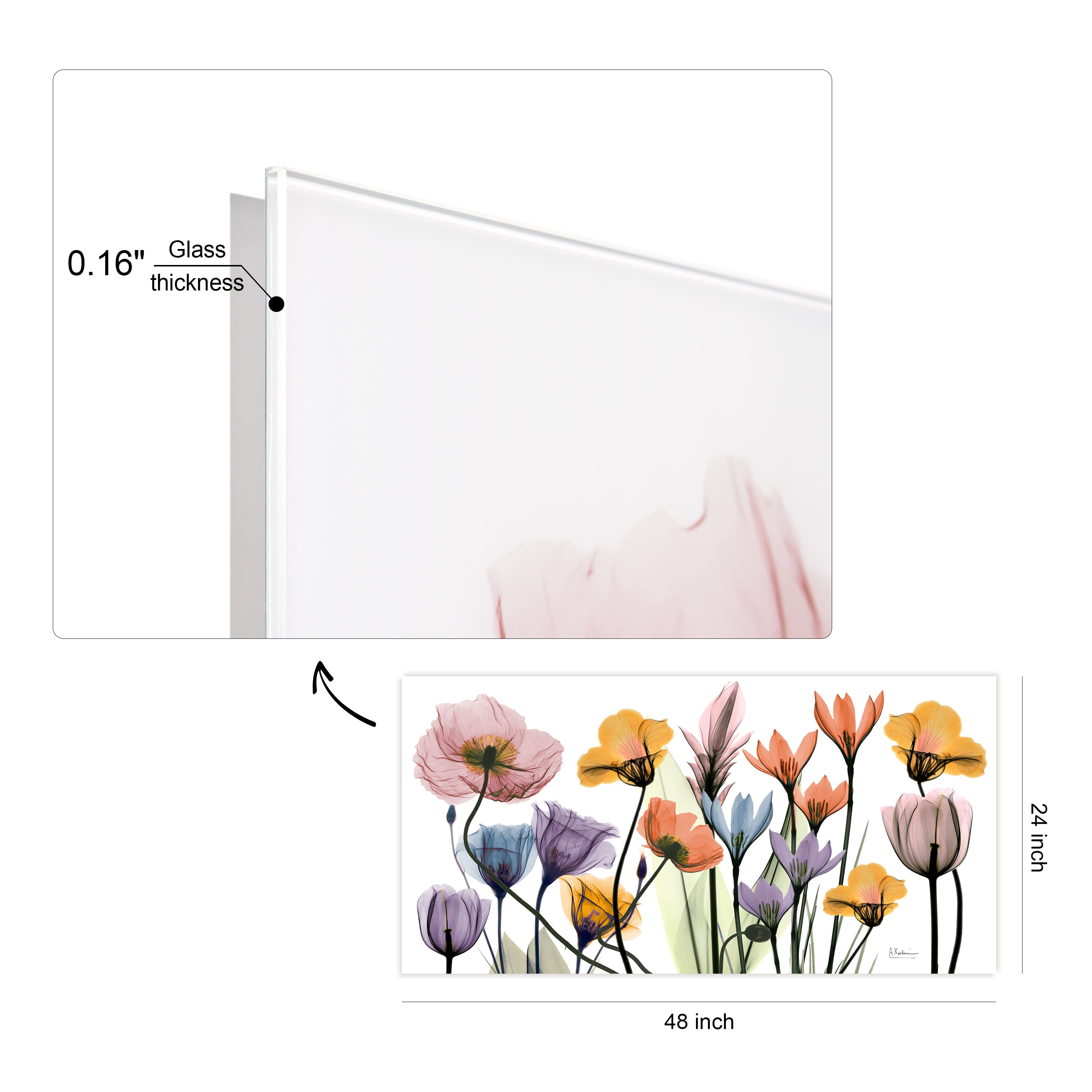 Empire Art Direct 24" x 48" Flowerscape Portrait Frameless Printed Tempered Glass Wall Art