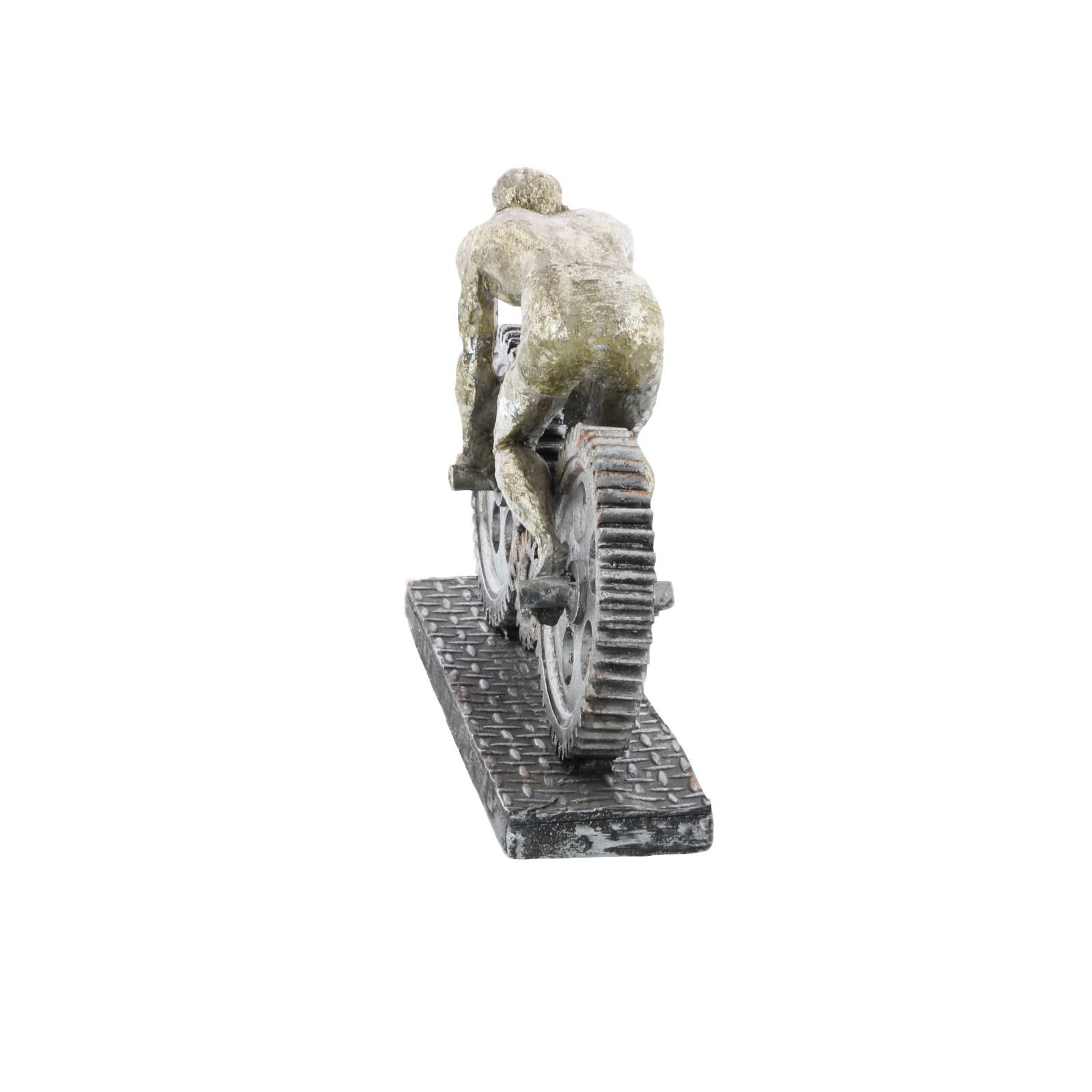 10" Silver Polystone Industrial Bicycle  Sculpture