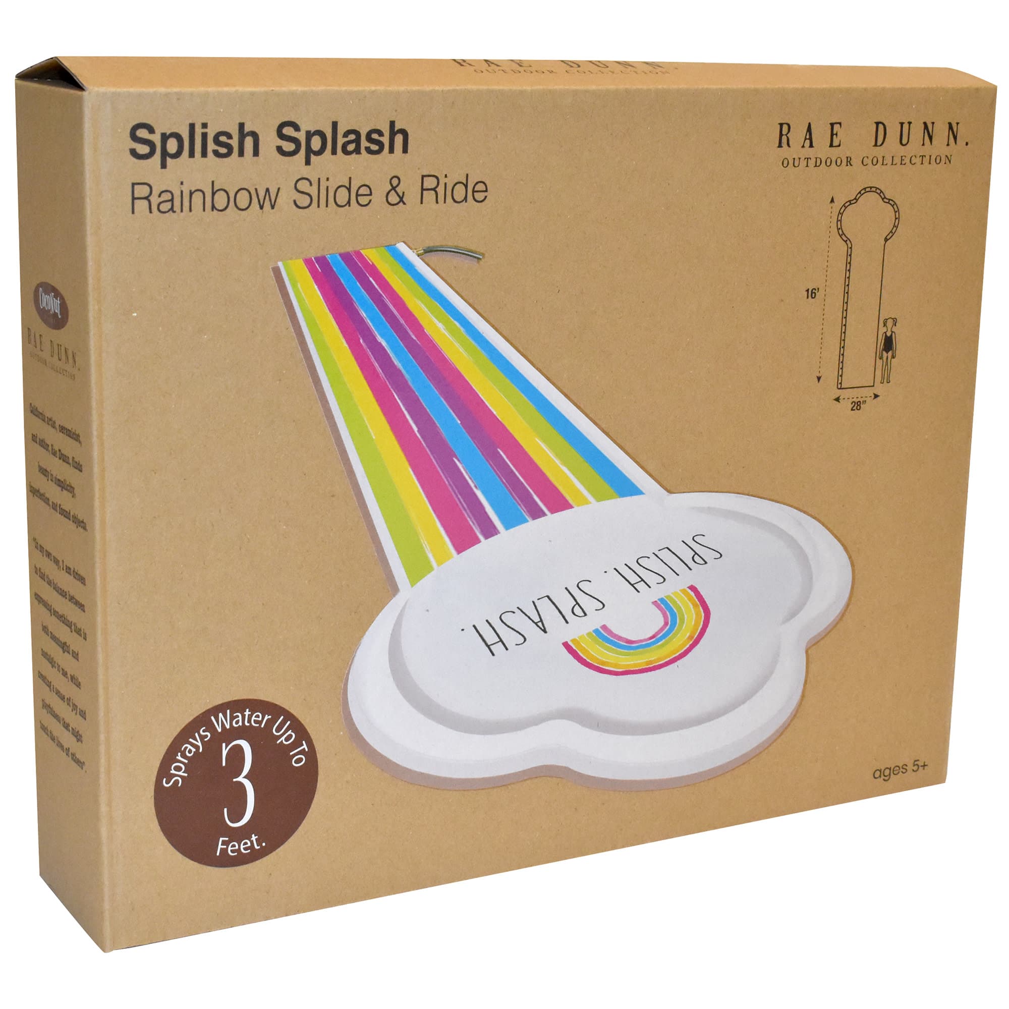 Rae Dunn 16ft. Splish Splash Rainbow Slide & Ride with Sprinkler