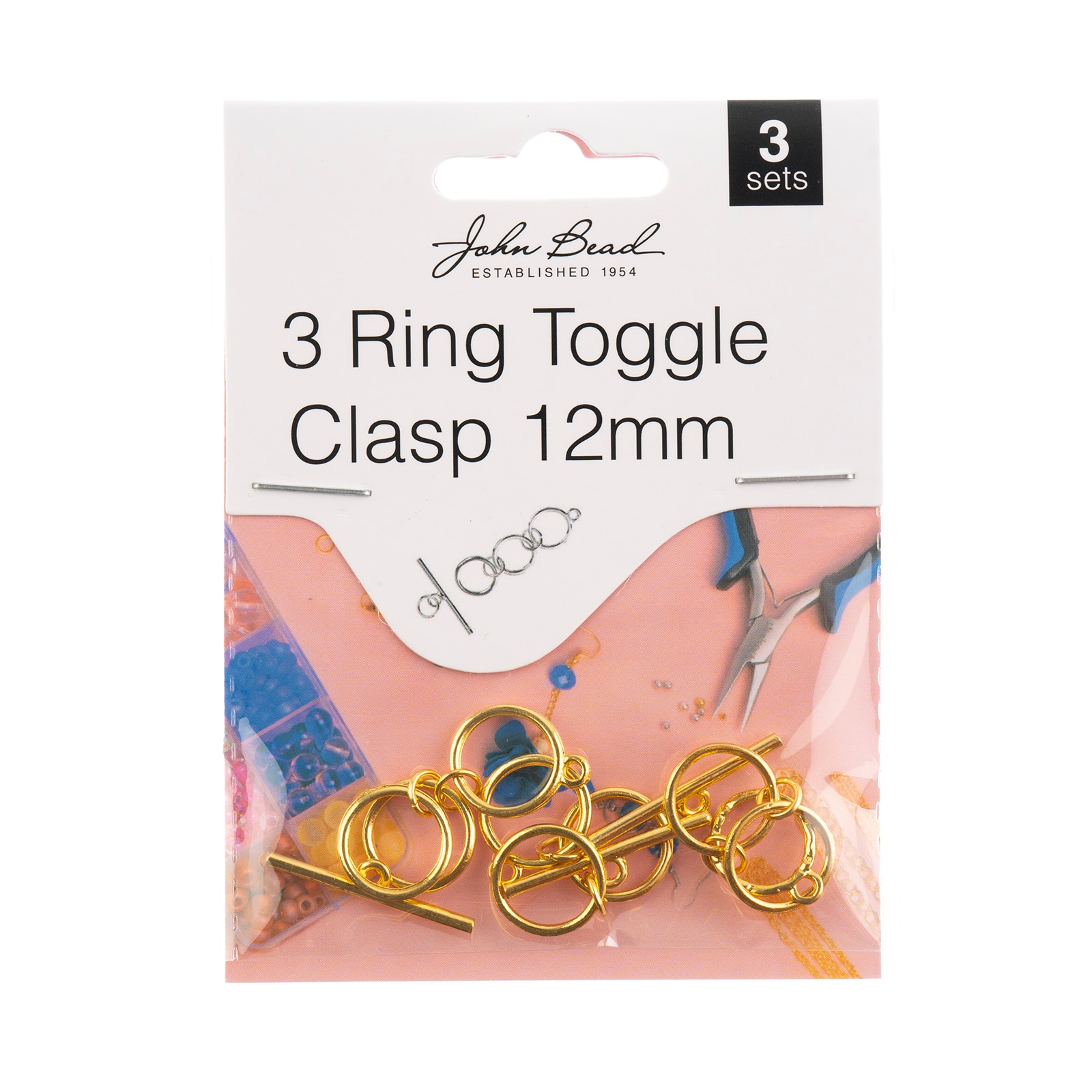 John Bead Must Have Findings 12mm 3-Ring Toggle Clasps, 3ct.