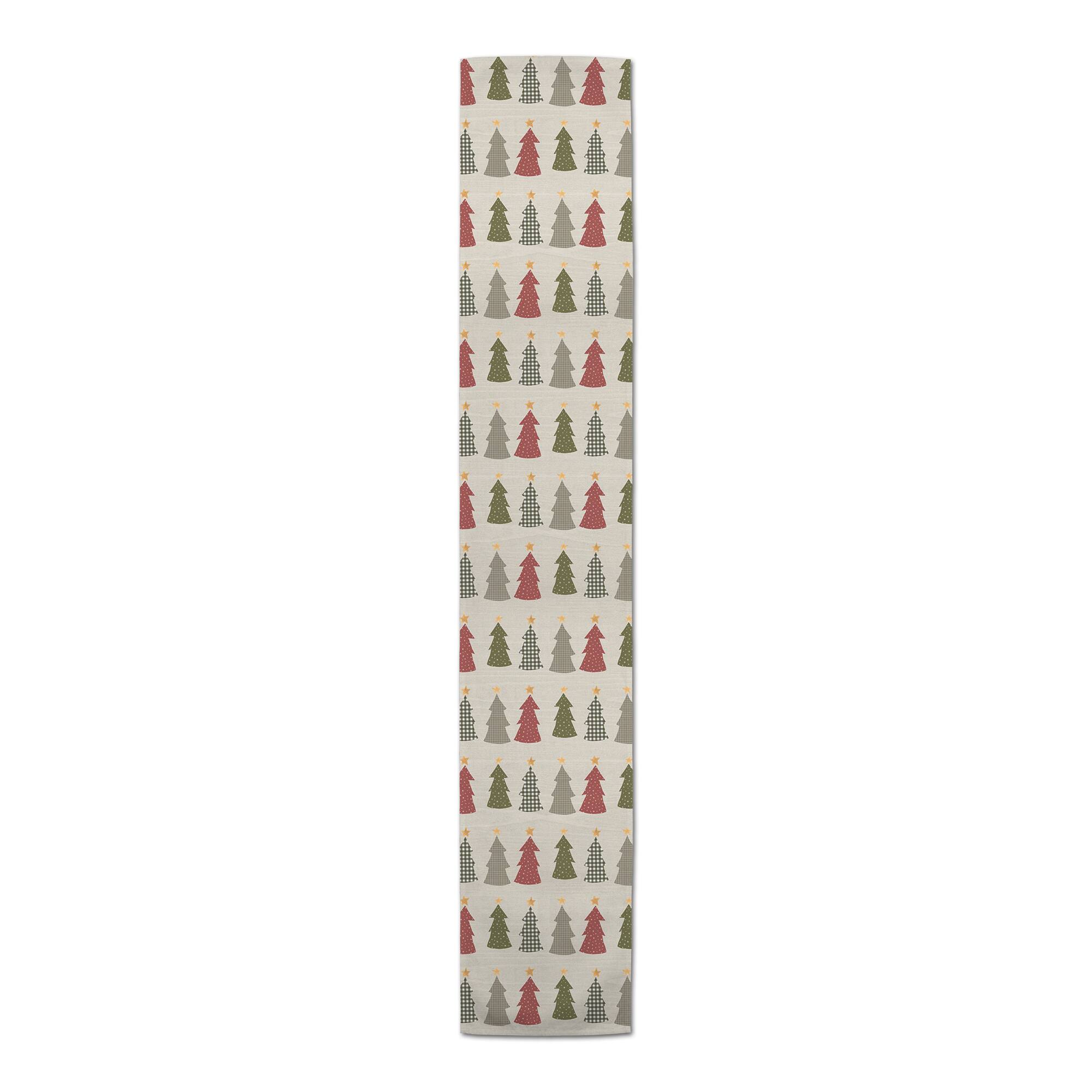 90" Cream Tree Pattern Cotton Twill Runner