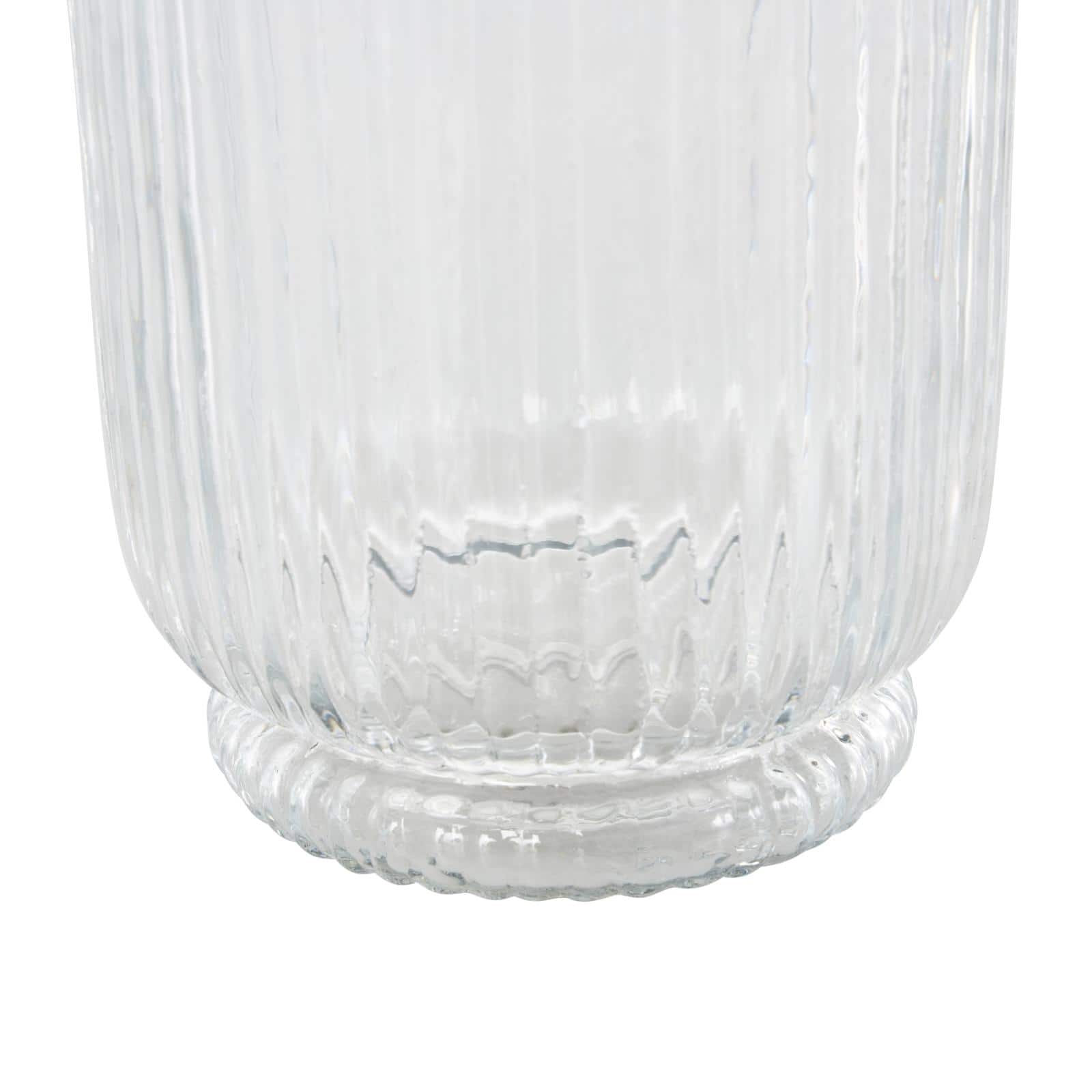Clear Round Glass Ribbed Fluted Decorative Candle Holder
