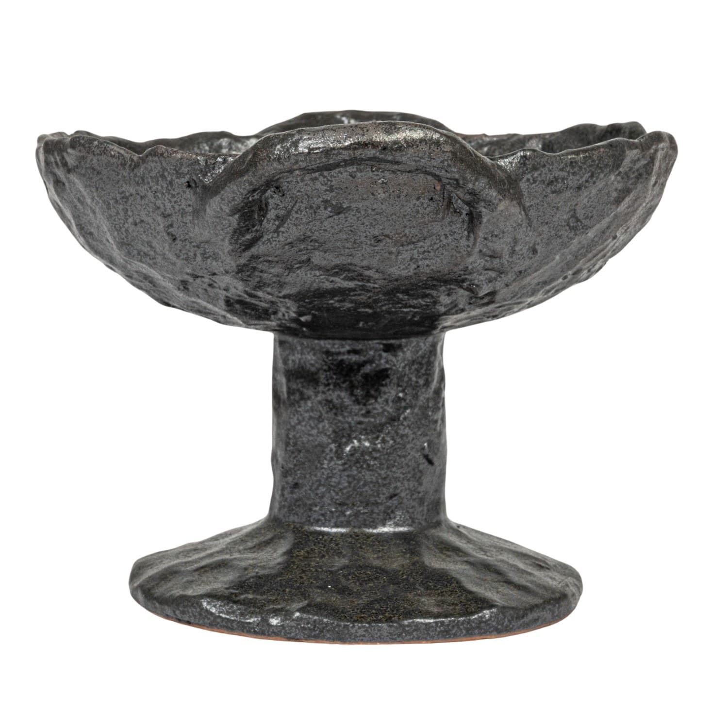 Hello Honey® 9.5" Black Stoneware Footed Plate with Handles & Reactive Glaze
