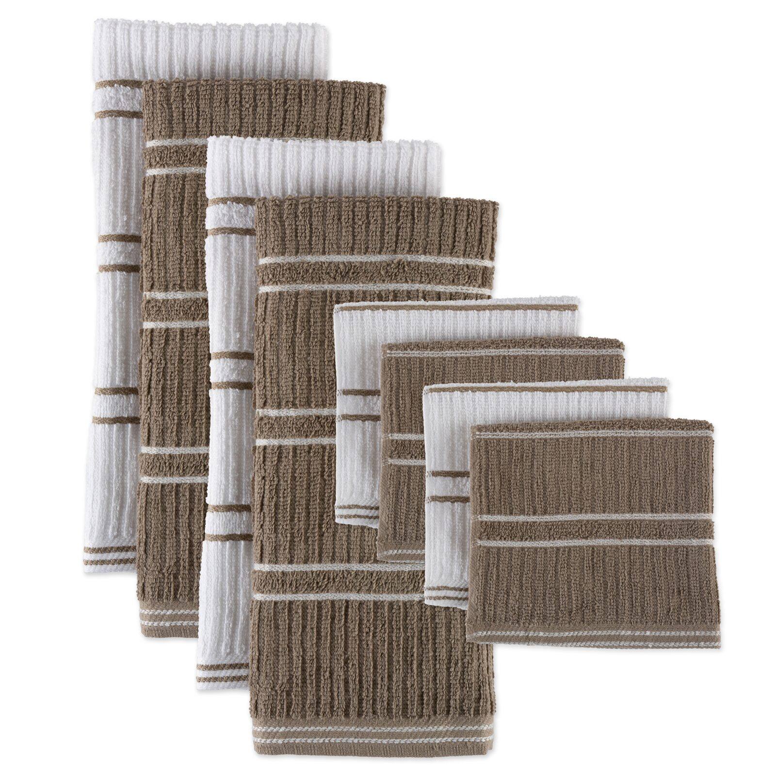 DII® J&M Mocha Ribbed Terry Dishtowel & Dishcloth Set