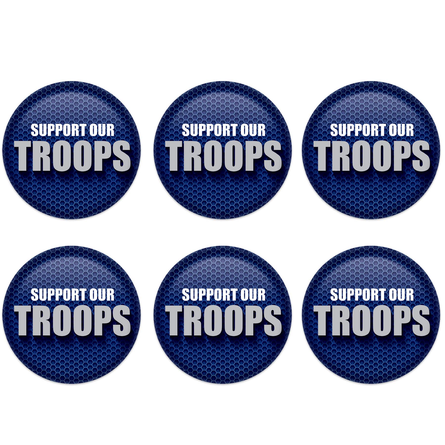 Beistle 2" Blue & Silver Support Our Troops Buttons, 6ct.