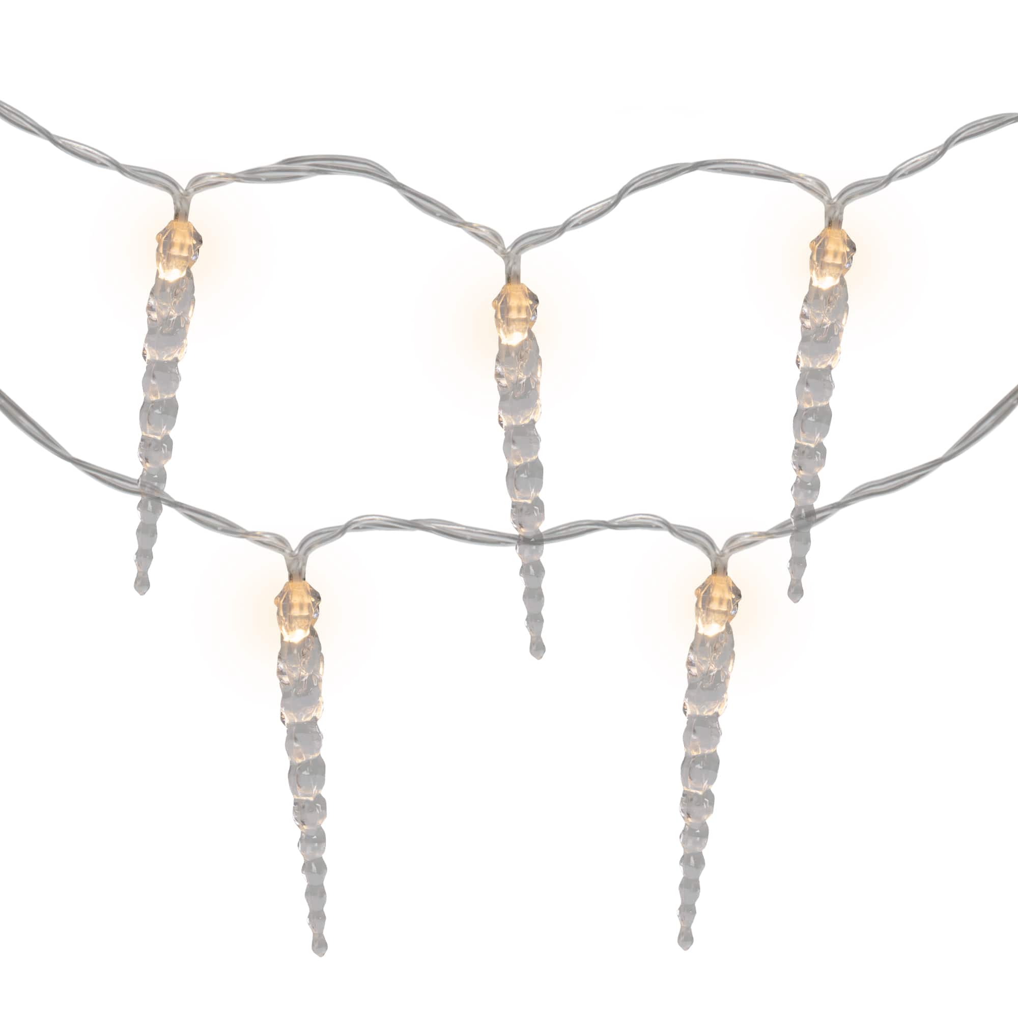 Icicle String Christmas Light Set - Warm White - 4.5' Clear Wire - 10ct