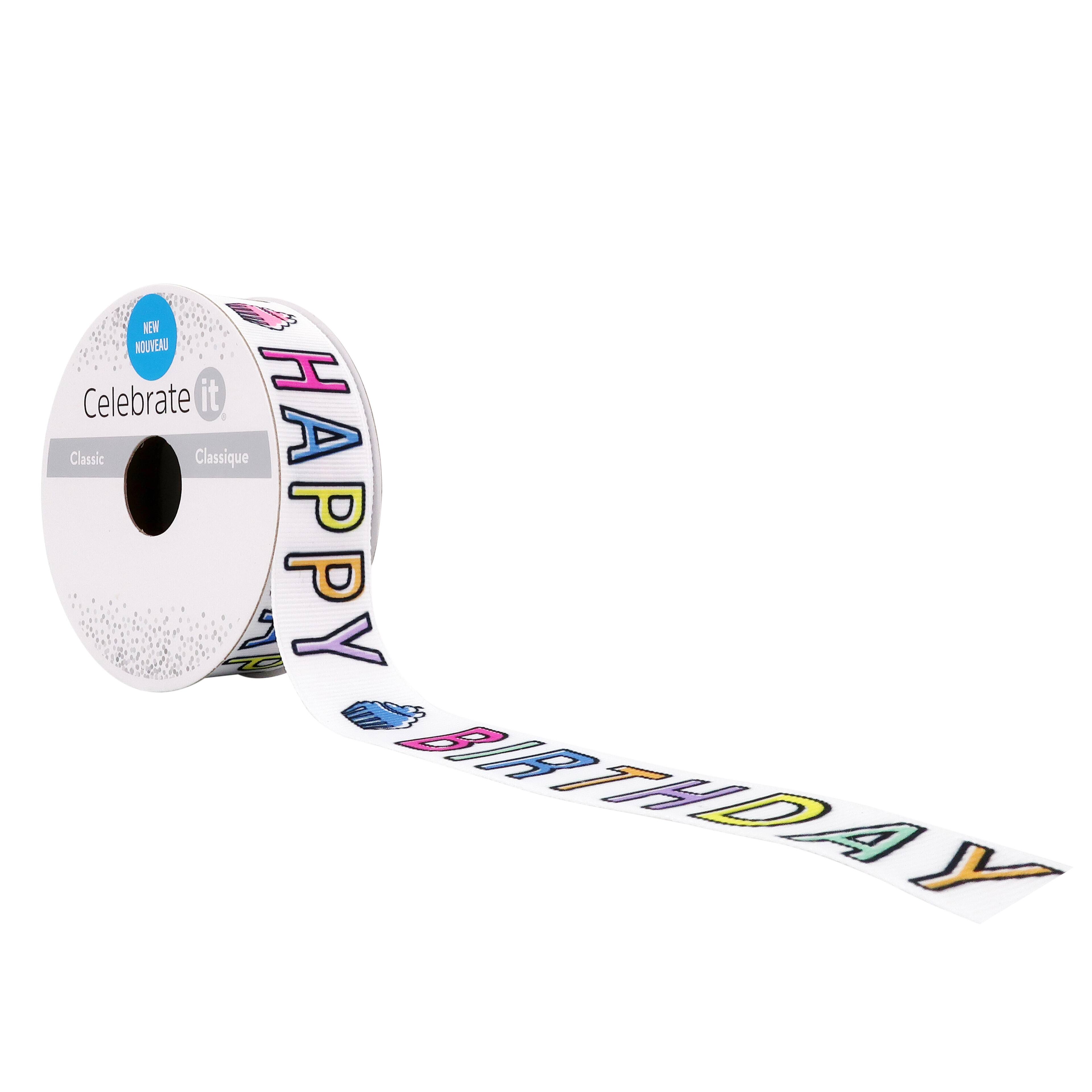 7/8" x 5yd. Grosgrain Happy Birthday Ribbon by Celebrate It®