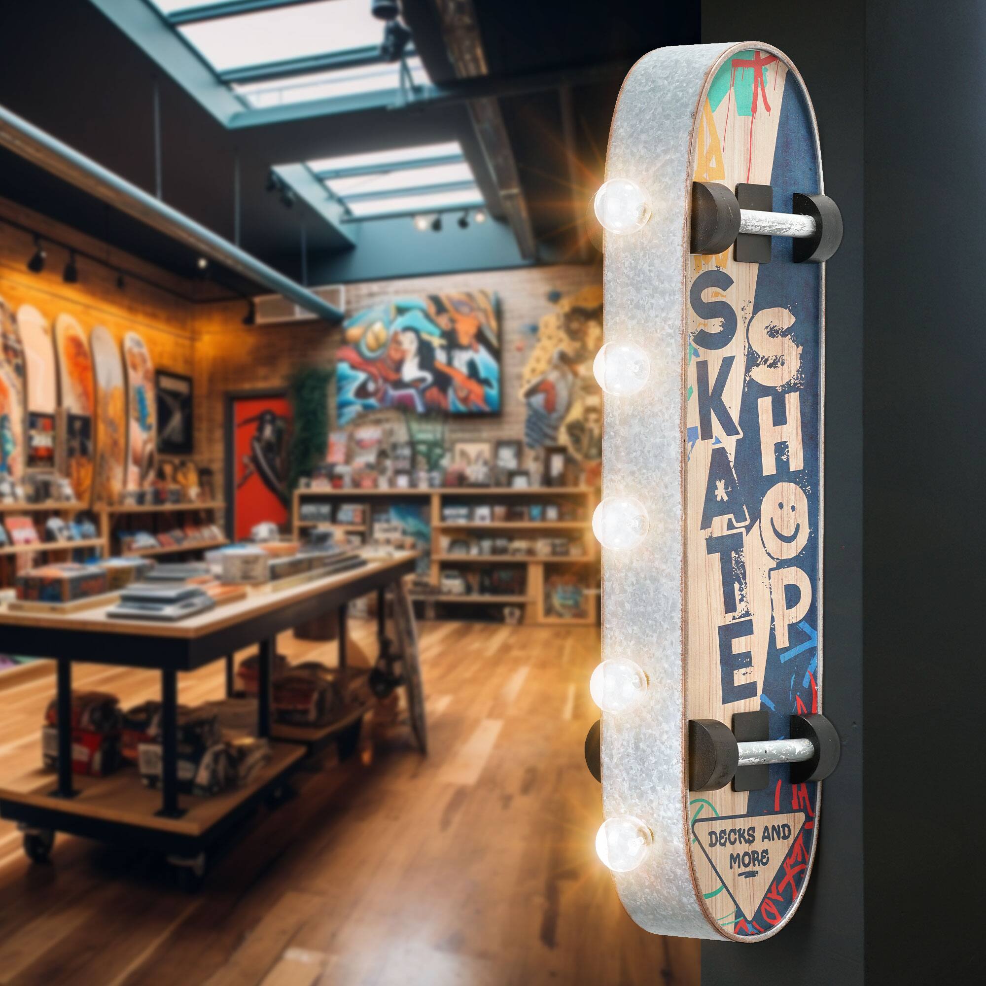 American Art Decor 20" Metal LED Skate Shop Decks and More Marquee Sign