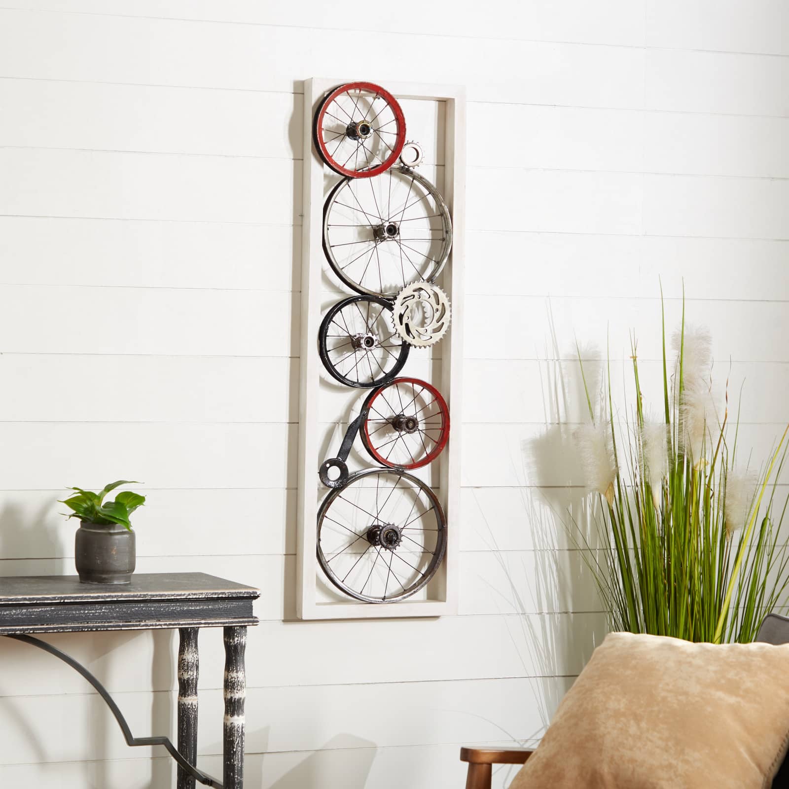 49" White Metal & Wood Rustic Wall Décor