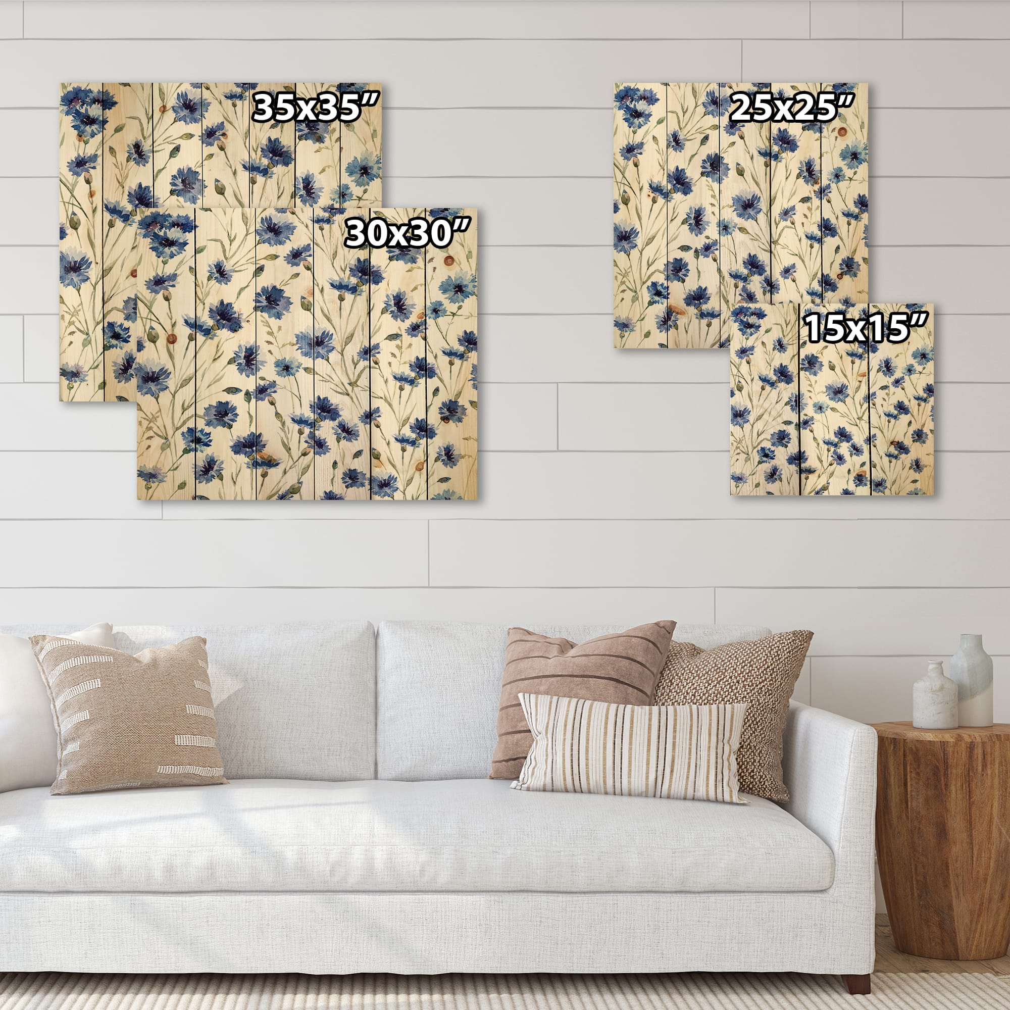 Designart - Blue Wildflowers With Green Leaves II