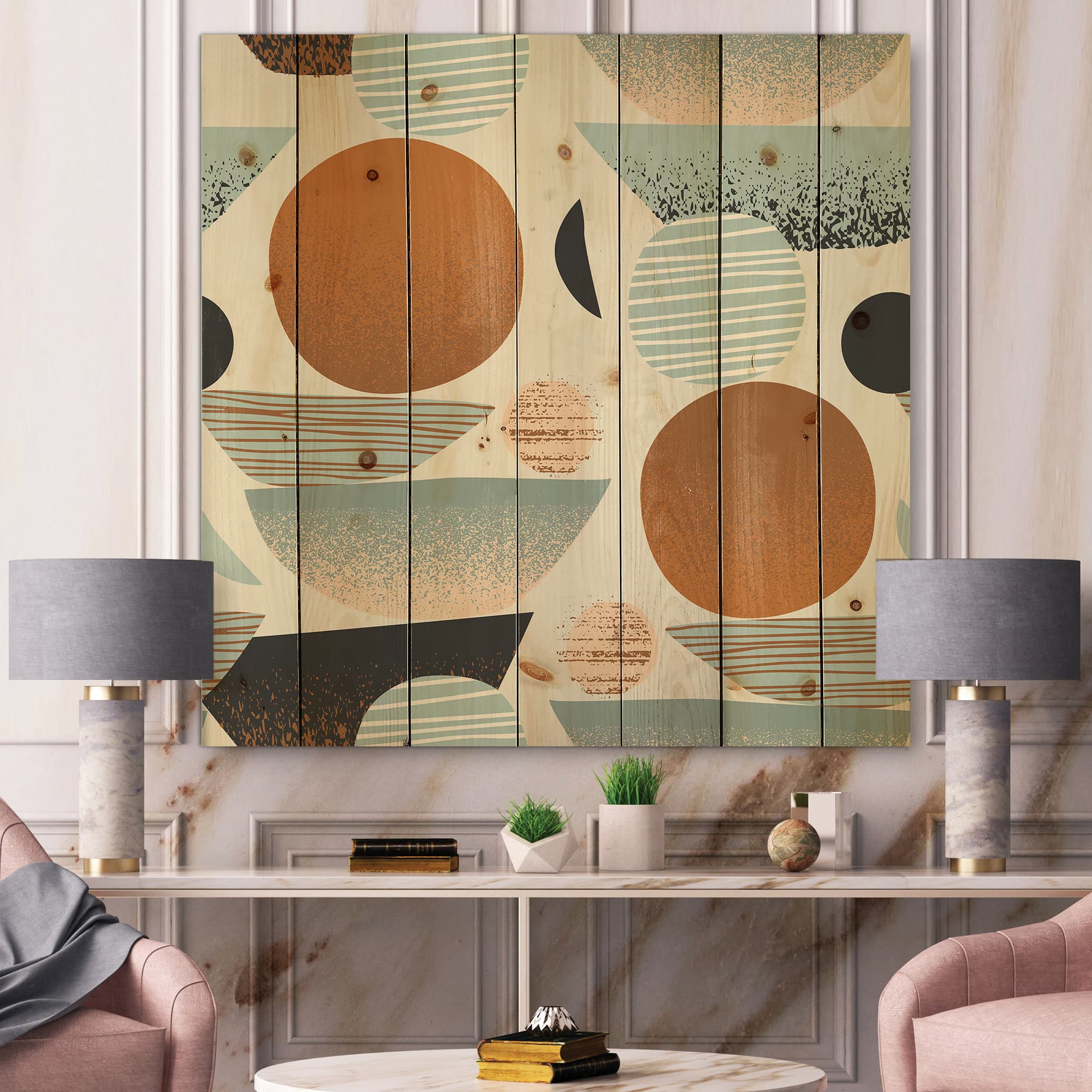 Designart - Retro Shapes With Abstract Suns and Moons I