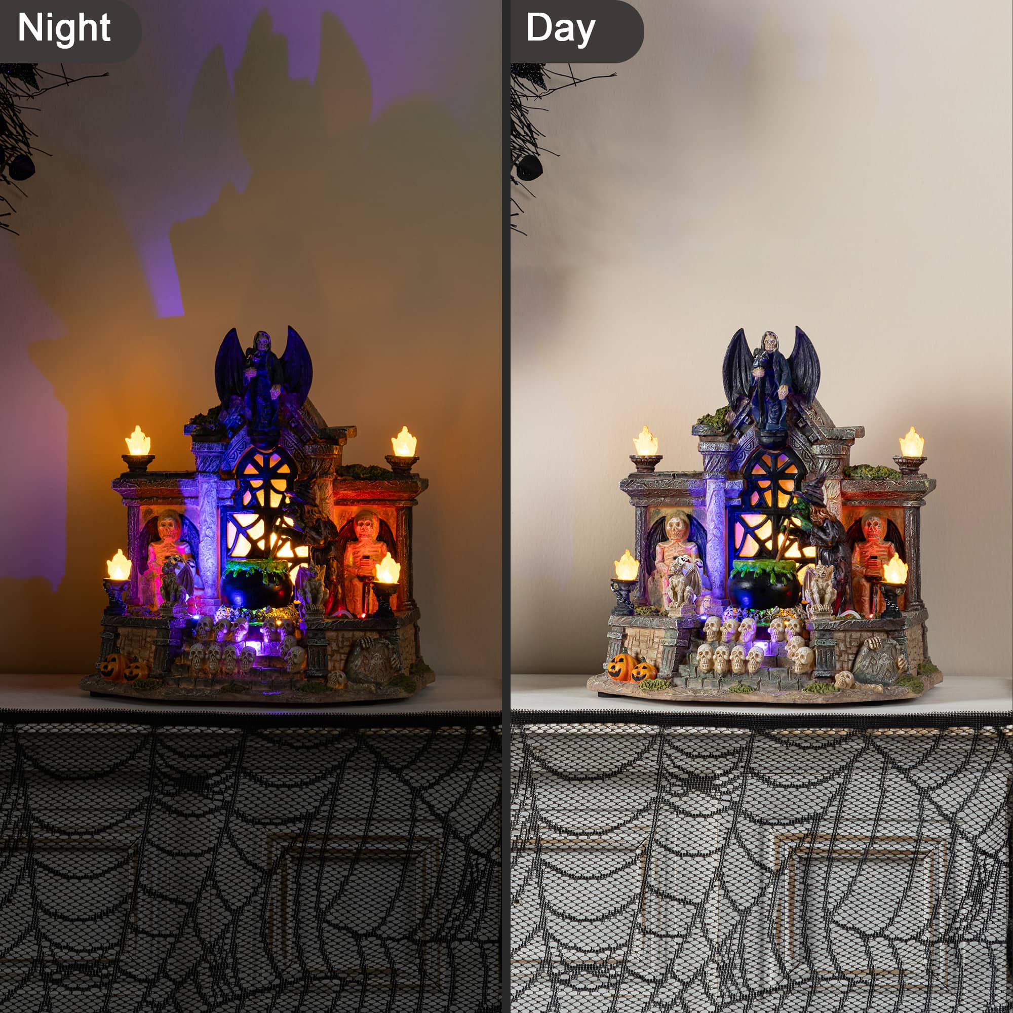 Glitzhome® 9.75"H Lighted Resin Halloween Haunted House Village